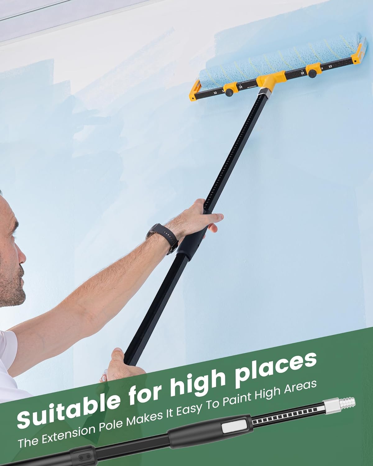 VOOMEY 2.3-4 ft (0.7-1.2m) Dual Extending 28 Point Adjustable Extension Pole for Paint Roller Frames | Heavy-Duty Telescopic Extension Pole | Multi-Purpose Tool for Dusting, Painting & Mores