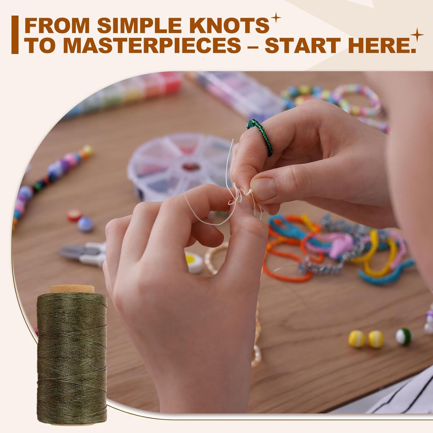 PATIKIL 284 Yard Flat Waxed Thread 150D 1mm Leather Sewing Cord for Repairing Shoes Bags Wallets Jewelry Making DIY Leather Craft, Army Green