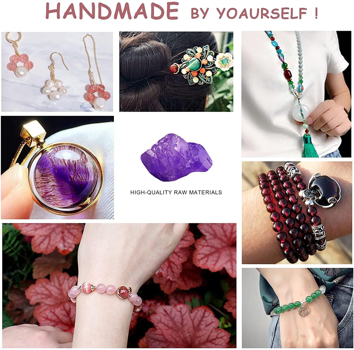 90PCS 4MM Natural Purple Jade Beads Round Loose Stone Beads for Jewelry Making DIY Energy Stone Healing Power Bracelet 15"