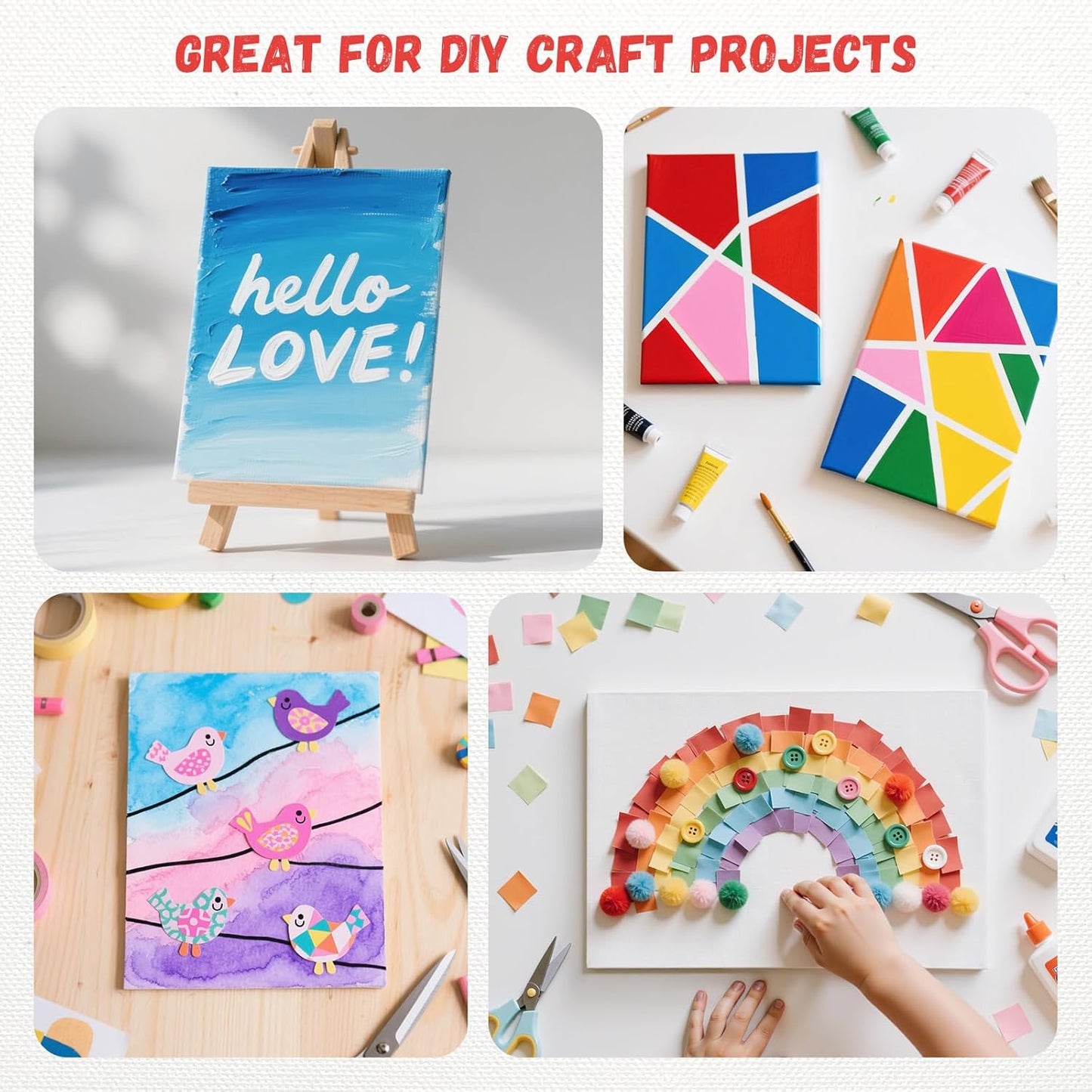 Simetufy 4 Pack 9x12Inch Canvas Boards for Painting, Blank Canvas Panels, Gesso Primed Acid-Free 100% Cotton for Acrylics Oil Watercolor Tempera Paint