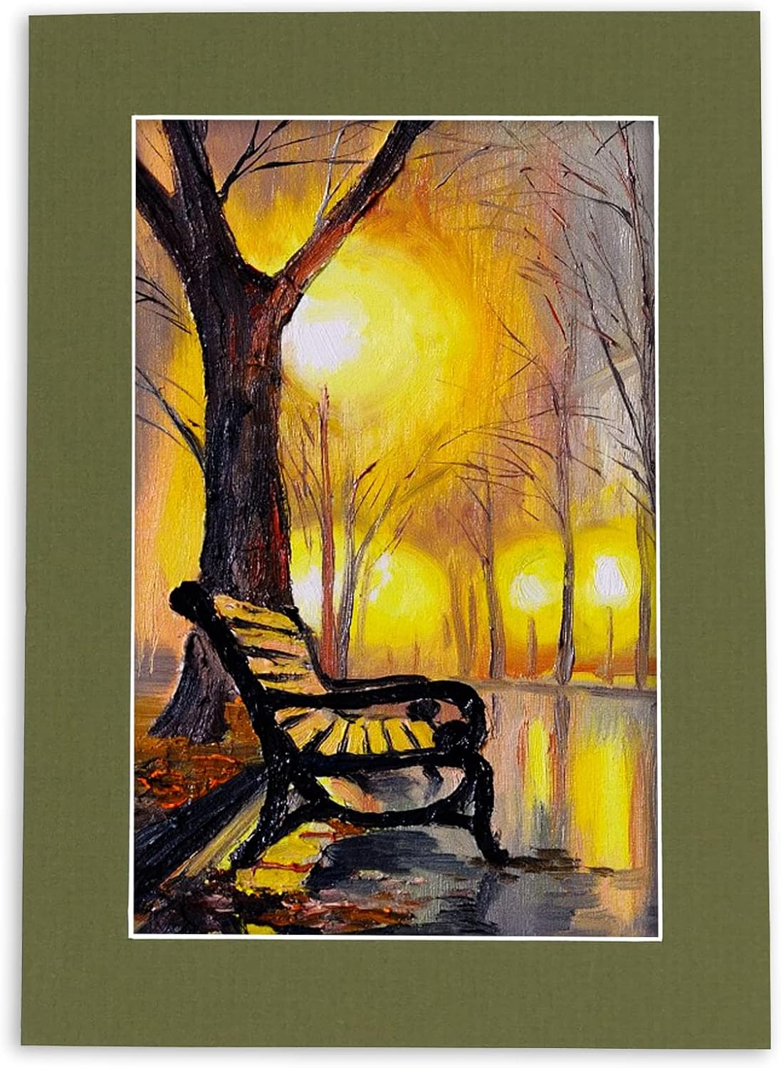 8.5x11 Mat Bevel Cut for 7x9 Photos - Acid Free Dill Green Precut Matboard With Backing Board and Crystal Clear, Self Seal Photo Mat Bag - For Pictures, Photos, Framing - 4-ply Thickness