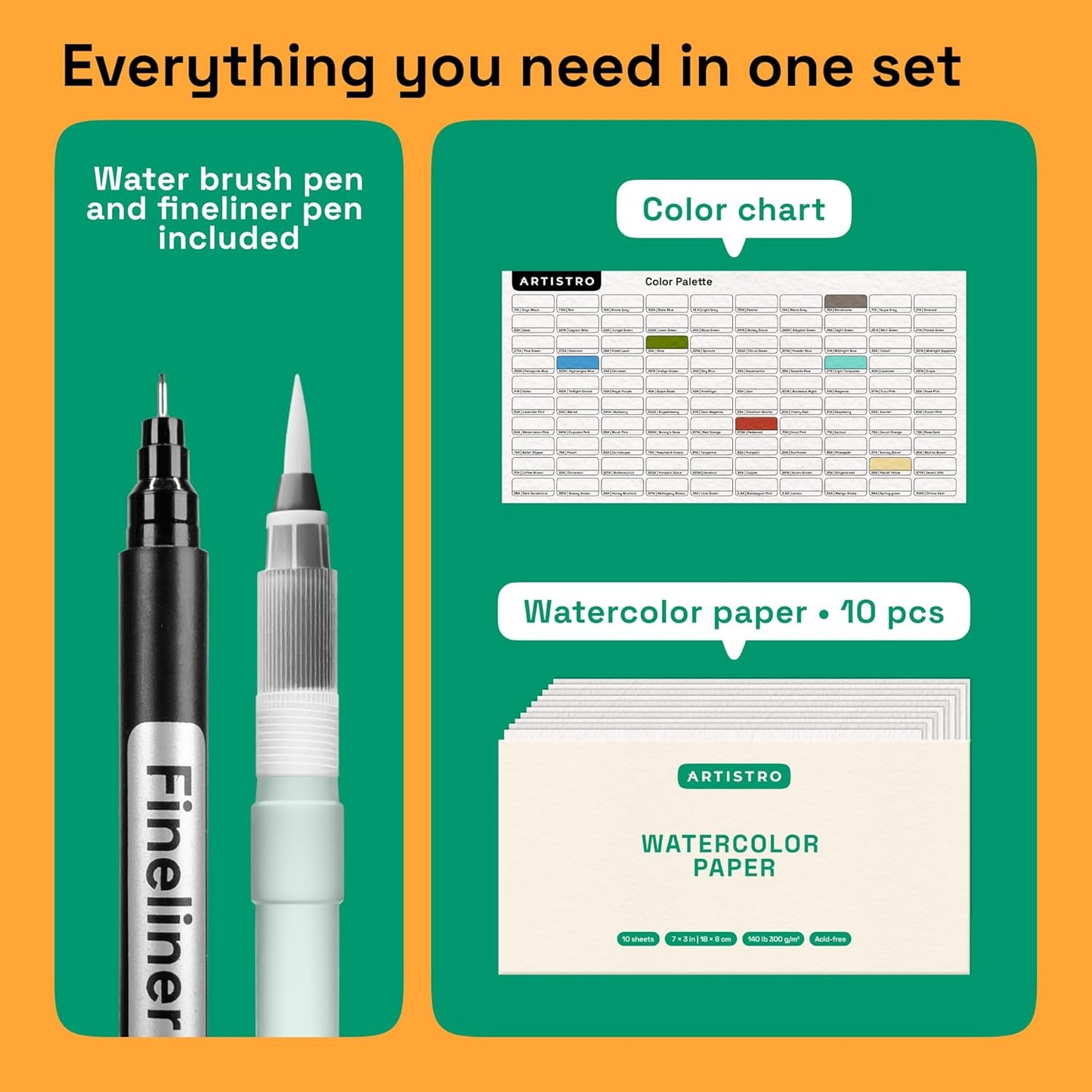 ARTISTRO 100 Watercolor Markers Teacher Appreciation Gifts – Brush Pens, Fineliner, Water Brush, Portable Bag – Vibrant, Washable, Non-Toxic – Ideal Gift for Women for Coloring, Calligraphy & Art