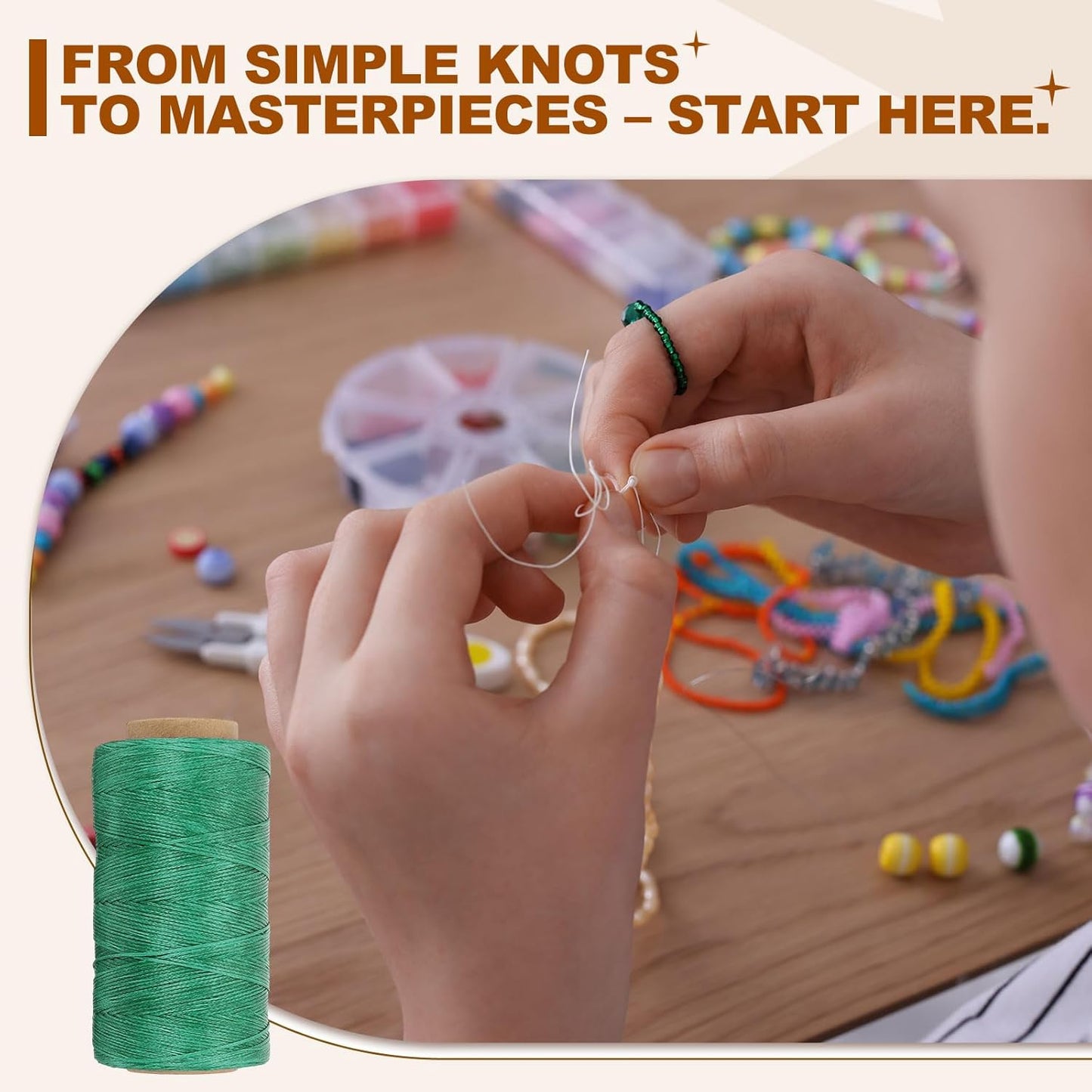 PATIKIL 284 Yard Flat Waxed Thread 150D 1mm Leather Sewing Cord for Repairing Shoes Bags Wallets Jewelry Making DIY Leather Craft, Peacock Green