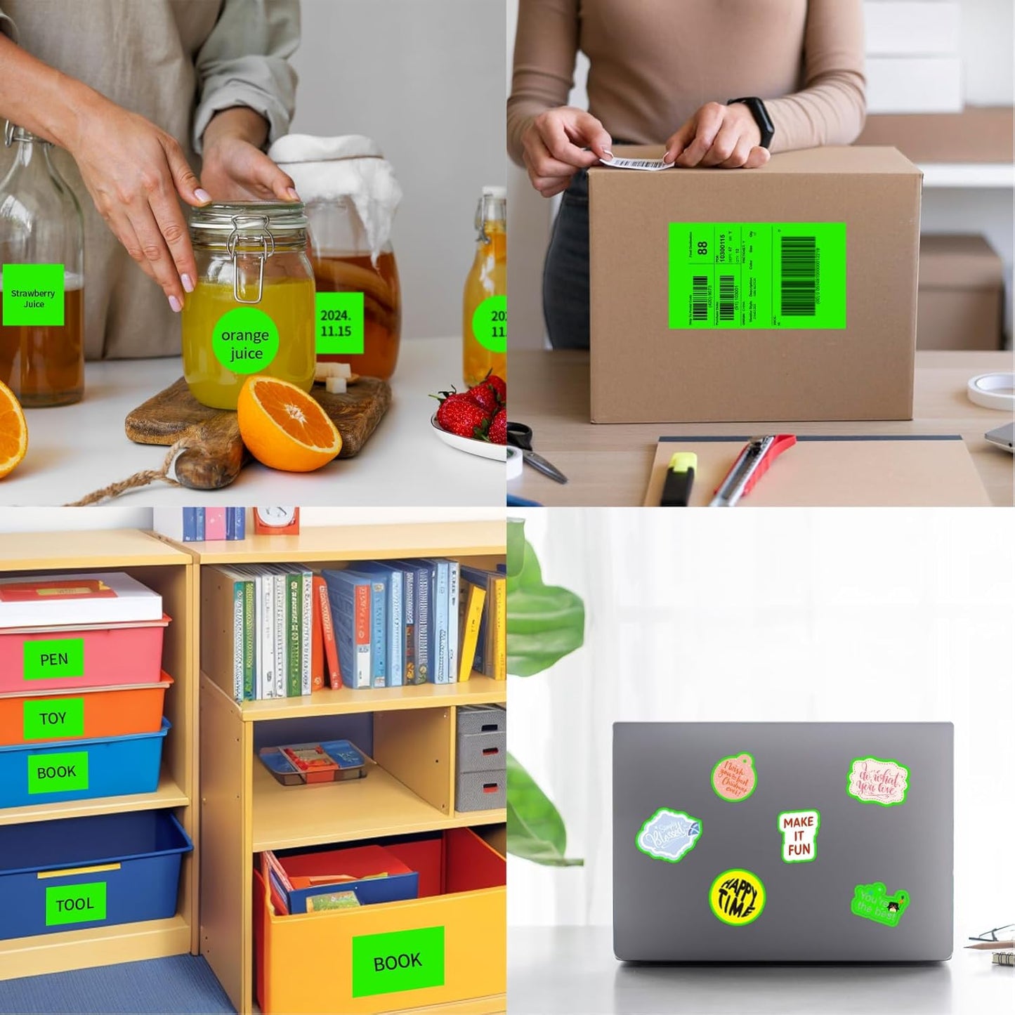 Neon Green Sticker Paper Labels for Laser & Inkjet Printer, Fluorescent Green Printable Sticker Paper- Matte, Letter Size 8.5" x 11"