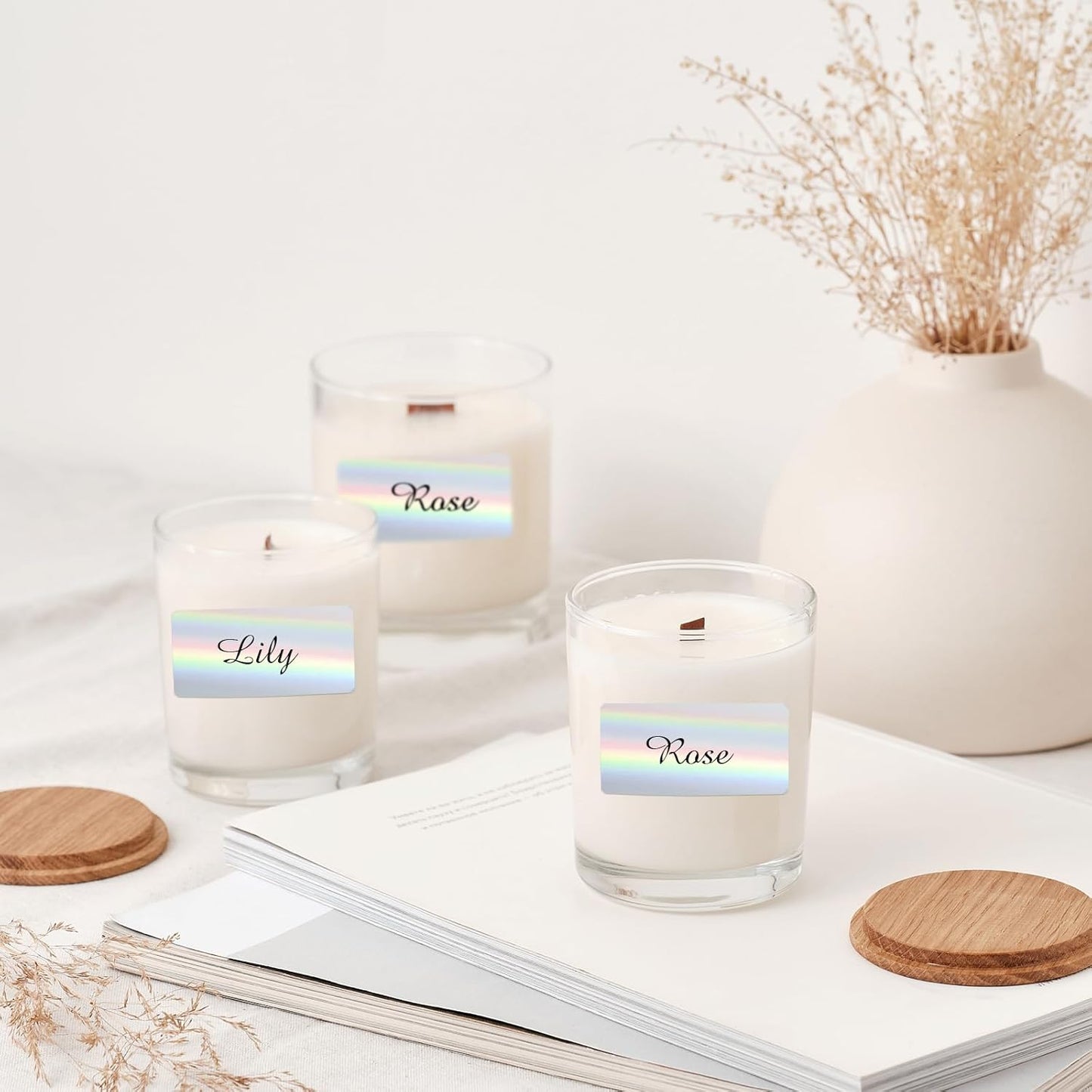 2x1 Inch Holographic Thermal Labels, Silver Glitter Thermal Printer Stickers, Waterproof Self-Adhesive Shipping Label Printer Sticker for Barcode, Name, Address, 300 Labels/Roll