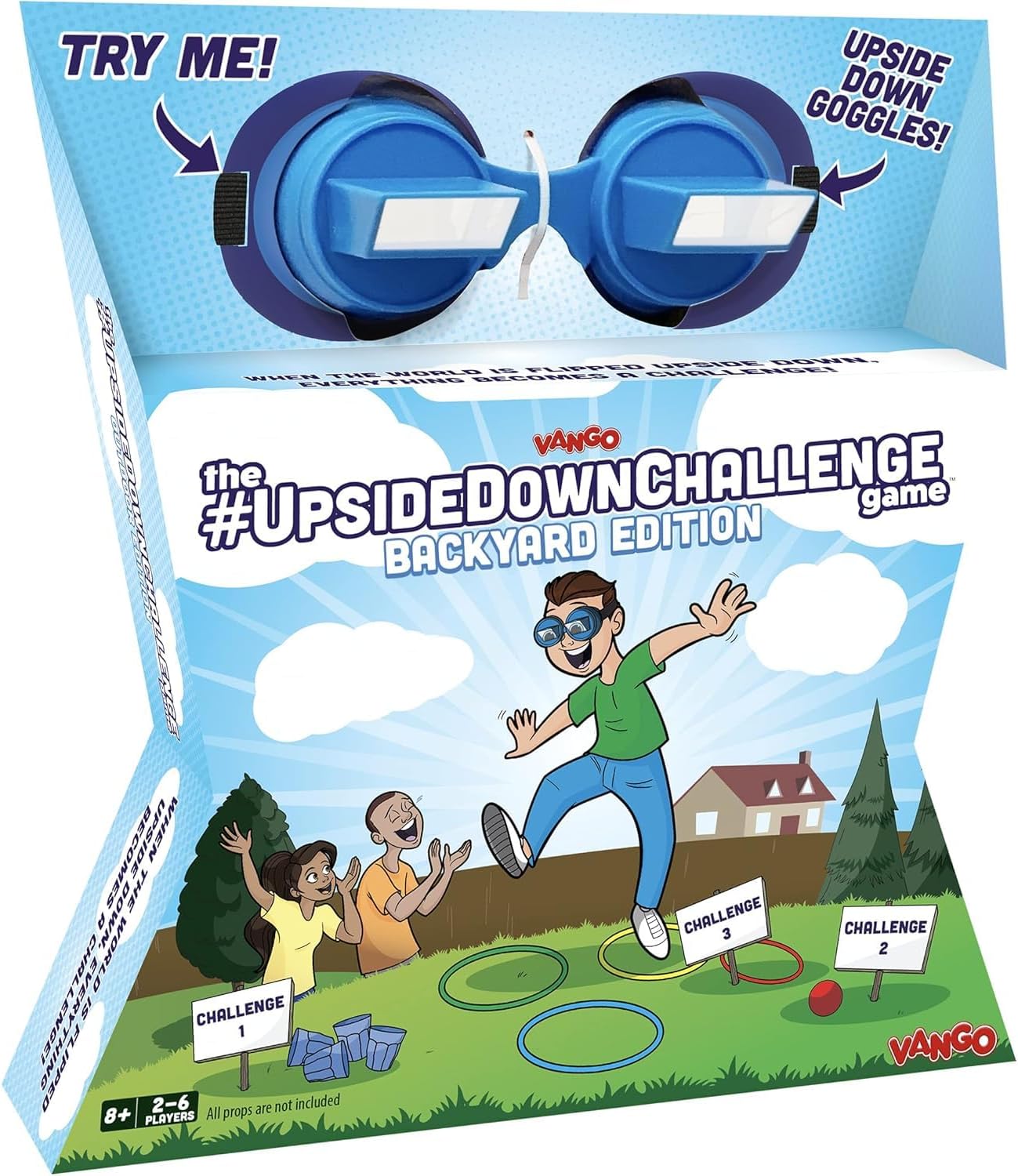 Vango The UpsideDownChallenge Game Backyard Edition for Kids & Family - Complete Fun Outdoor Challenges with Upside Down Goggles - for Game Night and Lawn Parties - Ages 8+