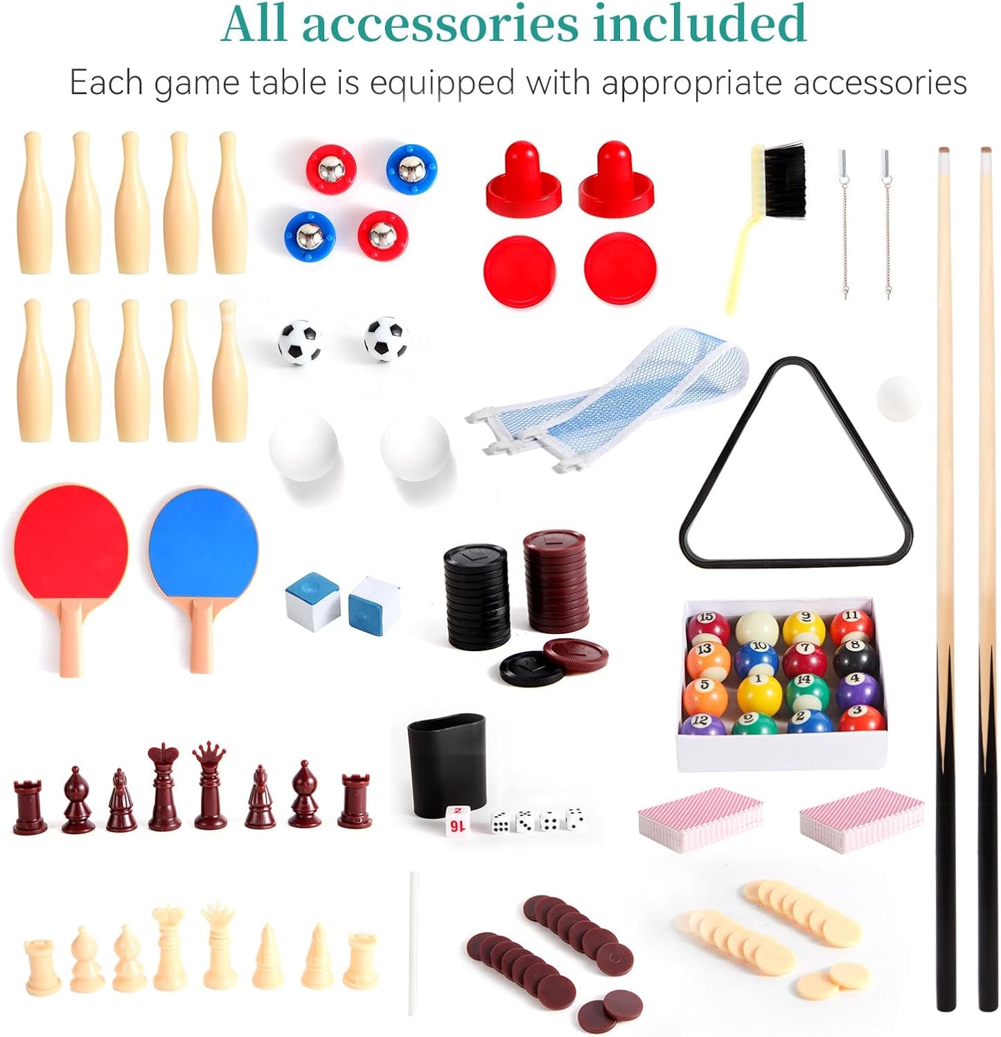 12-in-1 Game Table - 48" Combo Game Table, Ping Pong Table, Foosball Table, Air Hockey Table, Pool Table - Sports Arcade Games with Accessories - Ideal for Game Rooms and Family Game Nights!