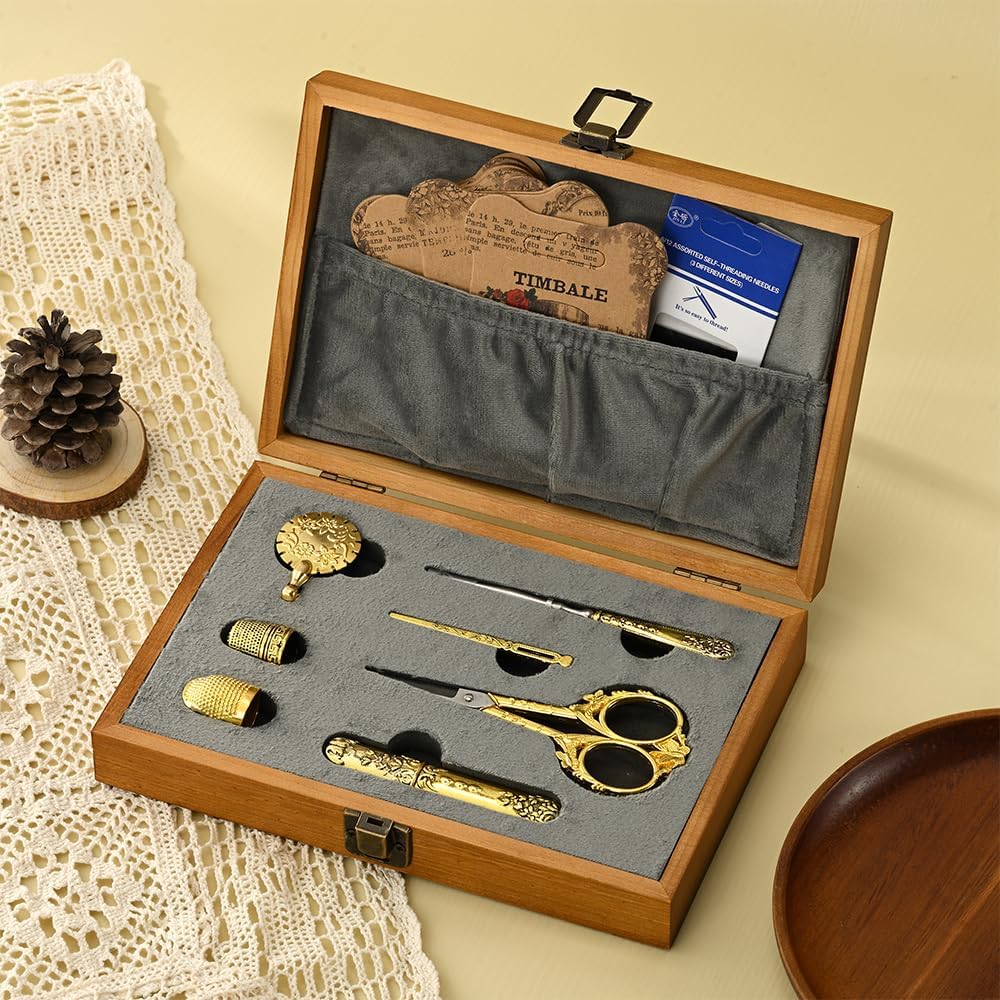 Vintage Embroidery Scissors Set, European Style Stainless Steel Sewing Tools for Sewing, Craft, Art Work, Needlework, Gold