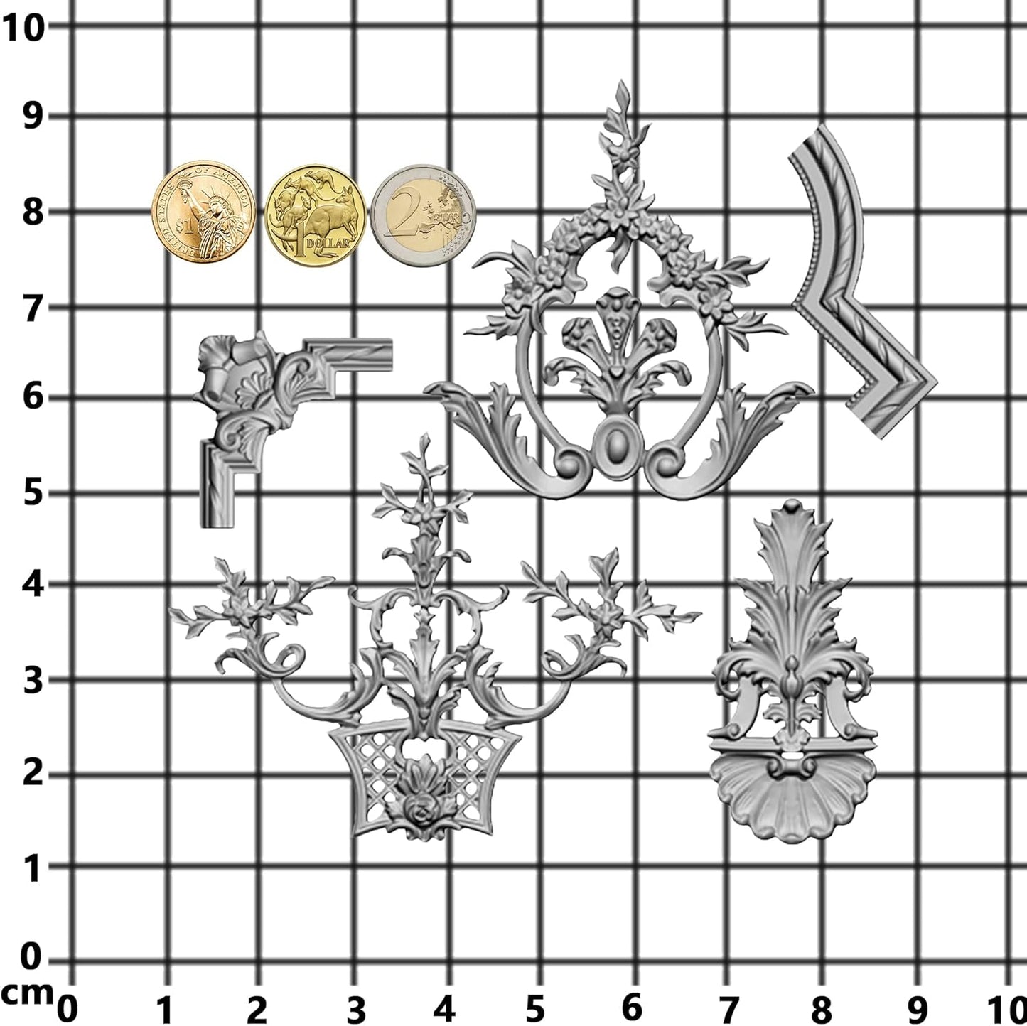 Art Mold for Polyclay Air Dry Clay Plaster, Medallion Frame