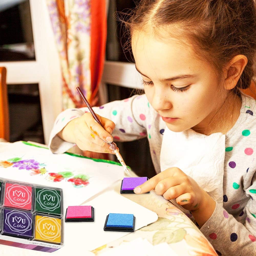 Washable Ink Pads for Kids Rubber Stamps, 20 Colors Stamp Ink Pads, Fingerprint Crafts Stamp Pad for Kids, Paper, Scrapbooking, Wood Fabric