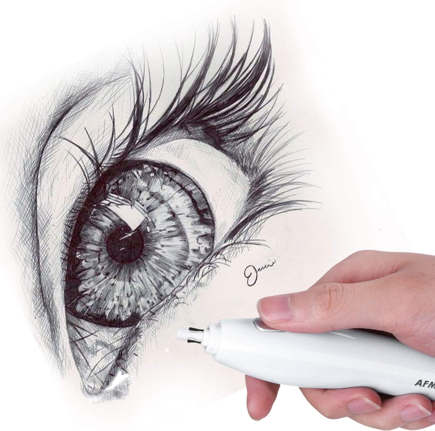 AFMAT EE03 Electric Eraser for Artists, 140 Eraser Refills, Rechargeable Electric Erasers for Drawing, Artist Erasers for Drafting, Painting, Sketching, Architectural Plans, Detailer Tool-White