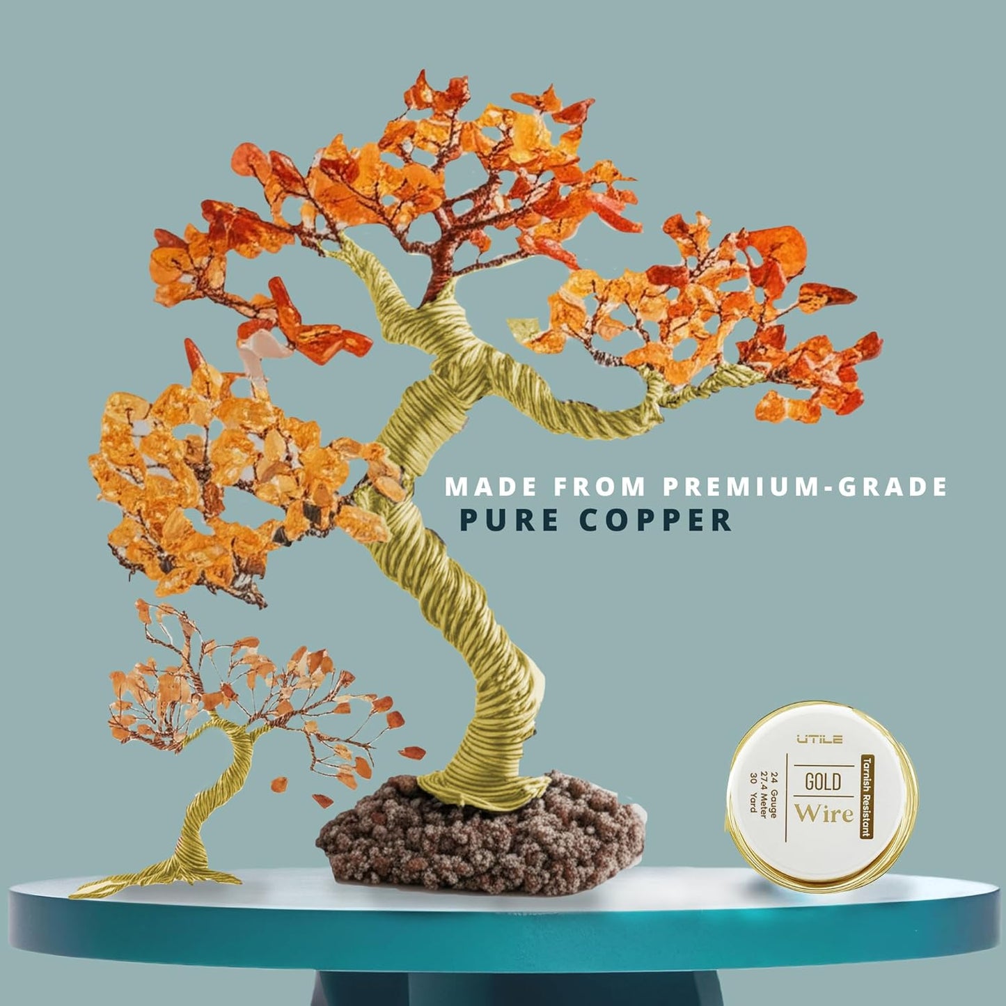 UTILE 18 20 22 24 Gauge 90 ft 99.9% Pure Soft Copper Wire for Electroculture Gardening, Jewelry Making, Crafting Wire Bendable, Plant Wire (Gold 24)