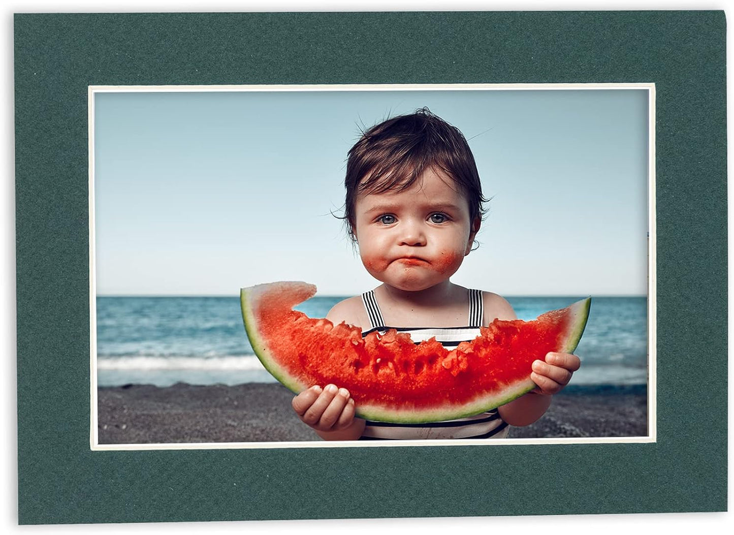 Pack of 25 Acid Free 8x10 Mats Bevel Cut for 5.5x8.5 Photos - Forest Green Precut Matboards For Pictures, Photos, Framing - 4-ply Thickness