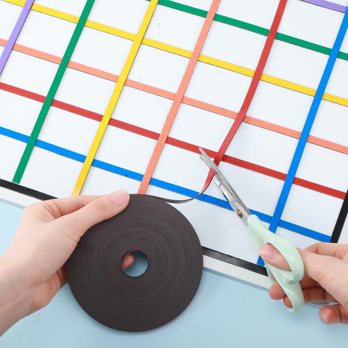 12 Rolls Magnetic Tape Roll Thin Strips, 1/4 Inch x 33 Feet Magnetic Board Dividers Whiteboard Graphic Decorative Tape Marking Line for Classroom Office Art Accessories