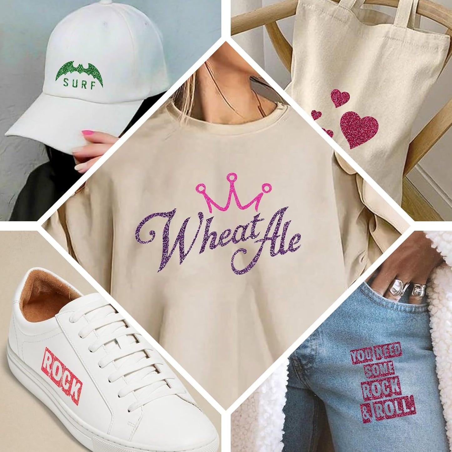 Silver Glitter HTV Heat Transfer Vinyl, 12" x 5ft lron on Vinyl, for T-Shirt Ironing, Vinyl HTV Easy to Cut and Weed, The Best Choice for DIY Creativity. (Silver, 12" x5ft)