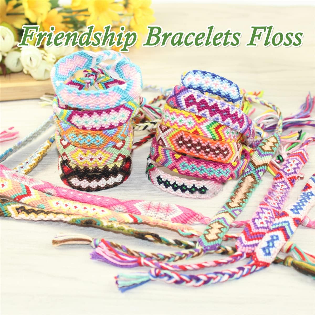 Friendship Bracelet String 500 Skeins Rainbow Color Embroidery Floss Cross Stitch Embroidery Thread Cotton Floss Bracelet Yarn, Craft Floss(Classic Color)(50skeins x10 Pack)