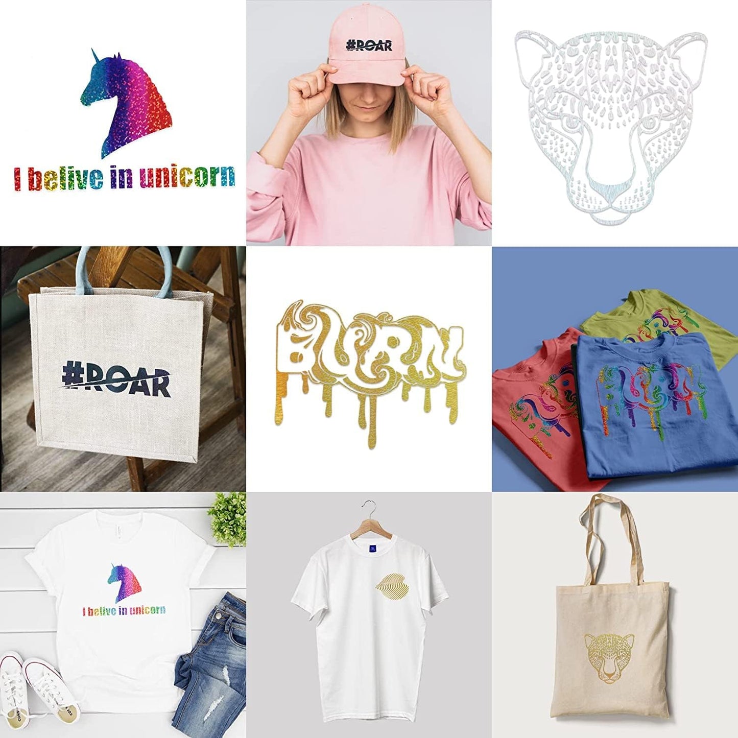 TORC Iridescent White HTV Heat Transfer Vinyl Roll (Total 12 in x 10 ft) Sparkly Rainbow White Iron-on Transfer for T-Shirts