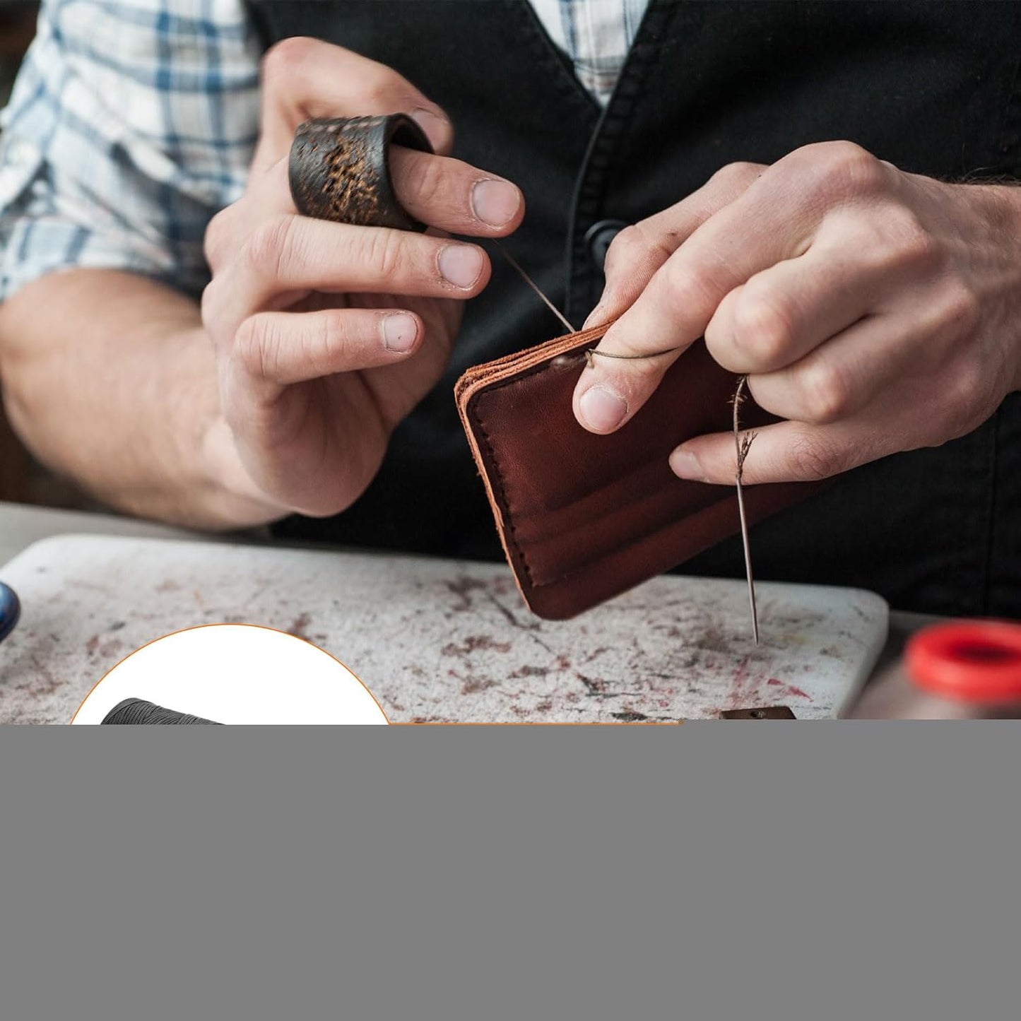 MECCANIXITY Waxed Thread,197 Yard 1mm 210D Flat Wax Thread Polyester Waxed String for Leather Sewing Hand Weaving Book Binding Home Decoration,Black