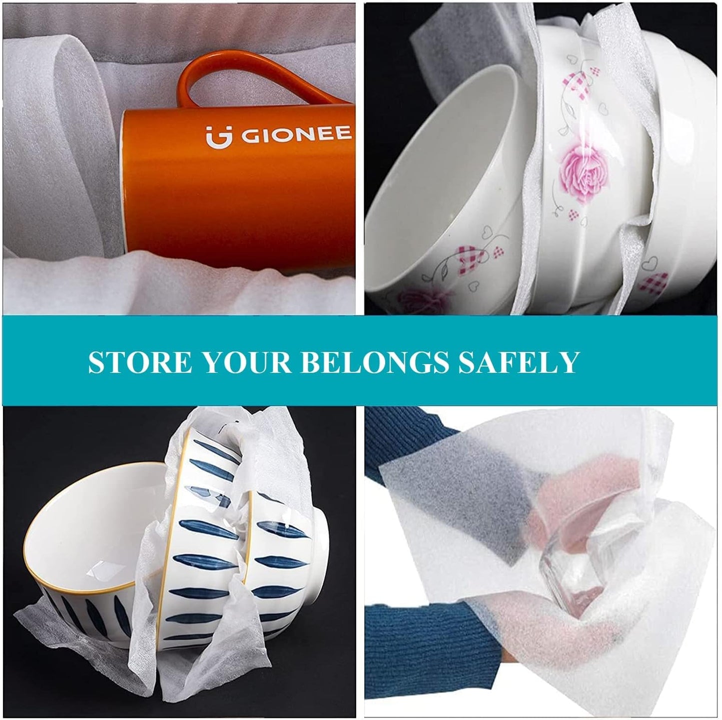 100 Pack Foam Wrap Sheets for Packing Storage Shipping Moving Supplies, Cushion Foam Wrap Packing Foam for Dishes, China, Glass and Furniture (12”x12”)