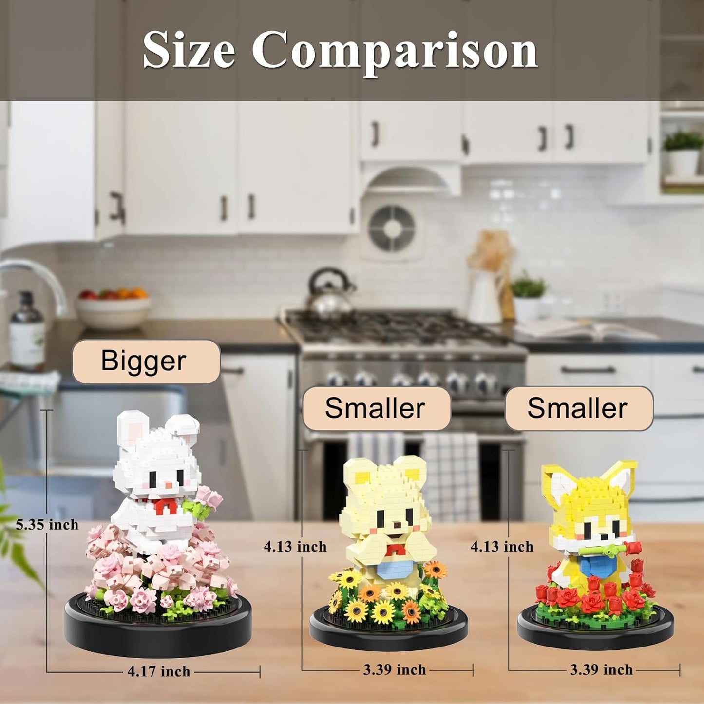 Artificial Flower Animal Toy Building Set for Adults,Mini Bear Plant Bonsai Tree,Botanical Collection Gift for Kids,Office Home Decor Building Block,Birthday Gift for Girls Women Mom(Sunflower)