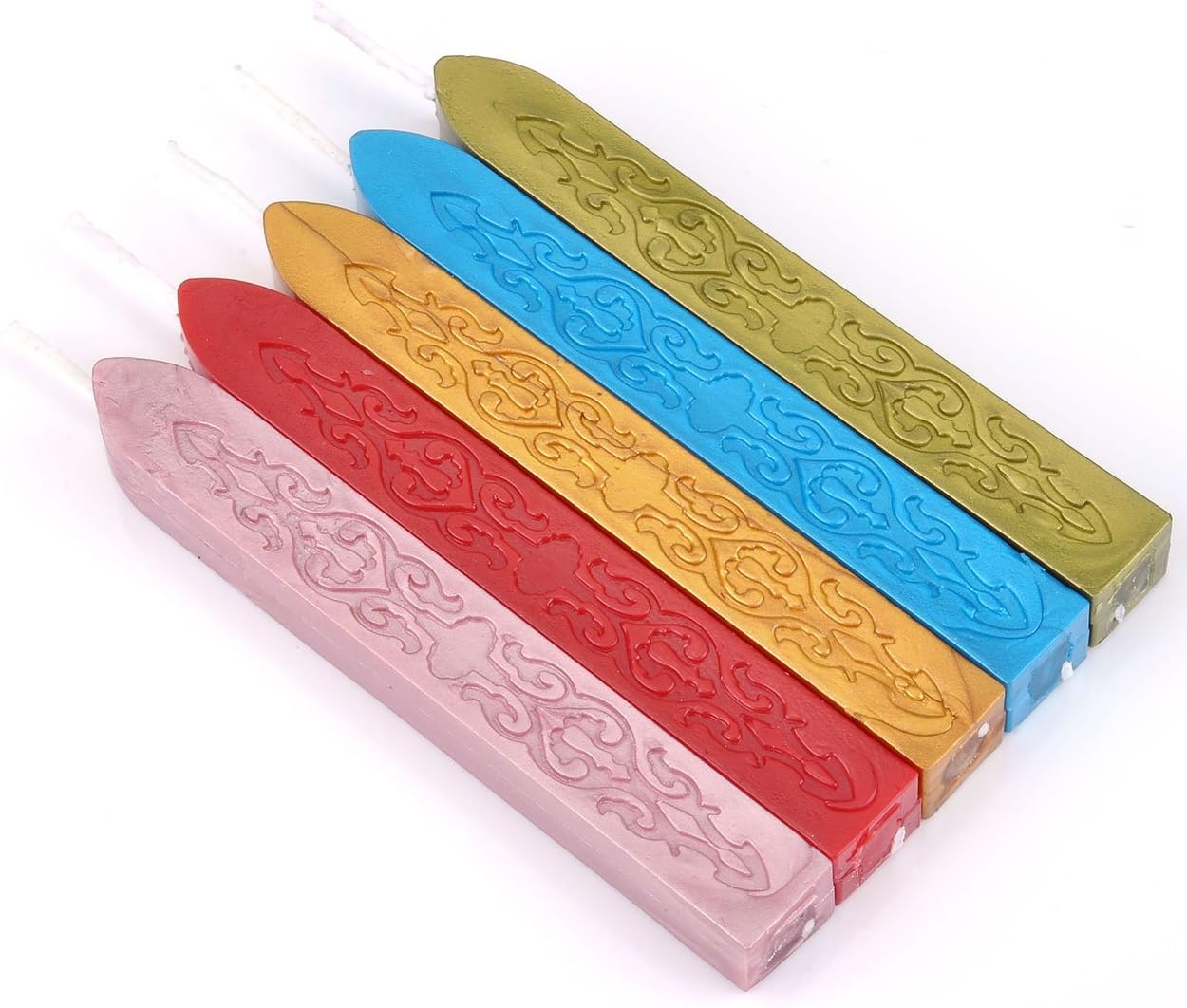 Yoption 5 Pcs Totem Fire Manuscript Sealing Sticks with Wicks Multi-Color Cord Wick Sealing Wax for Postage Letter Retro Vintage Wax Seal Stamp (Five Mix Colors)