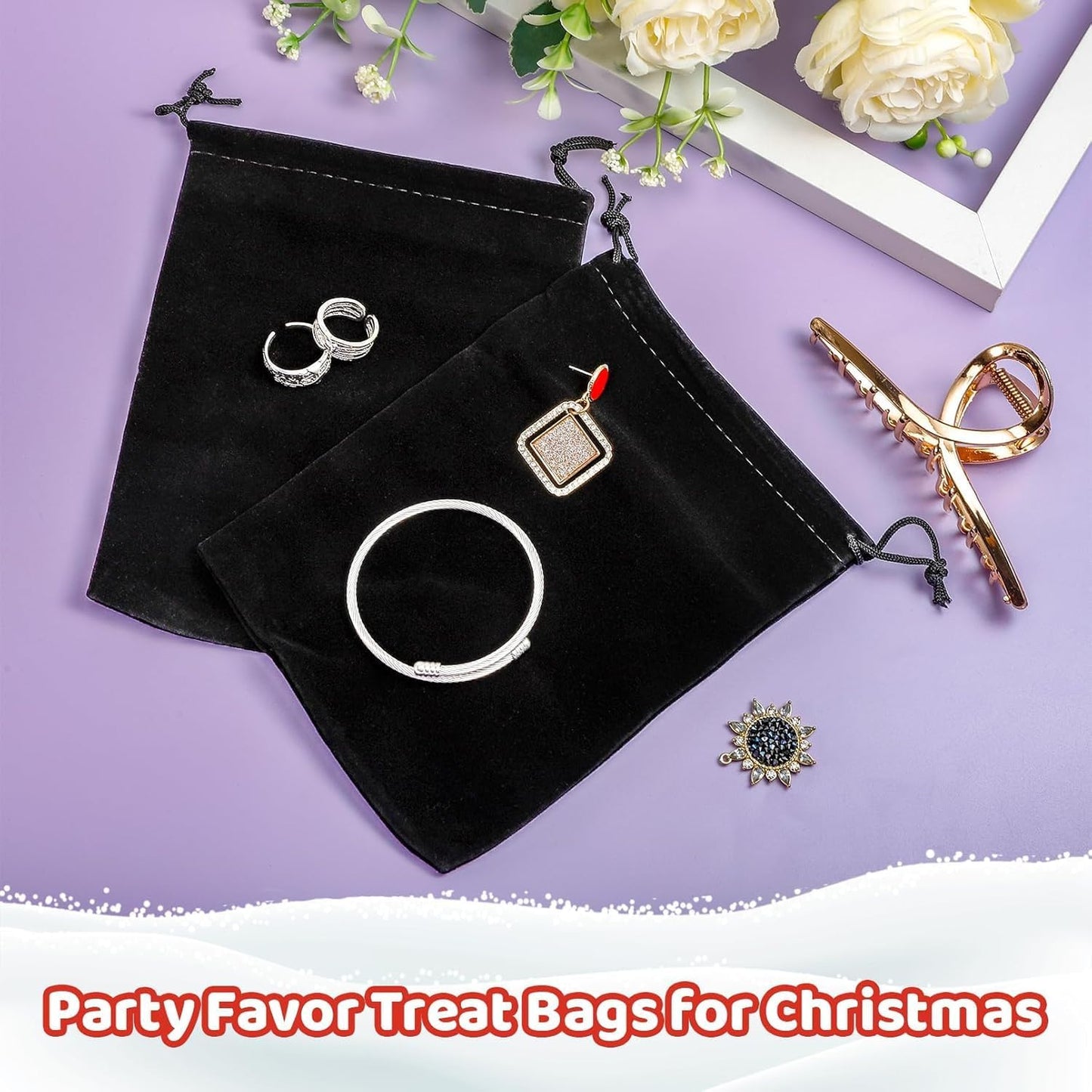 COSBAY 50 Pack Velvet Drawstring Bags,5×7 Inch Small Velvet Jewelry Pouches,Velvet Gift Bags for Wedding