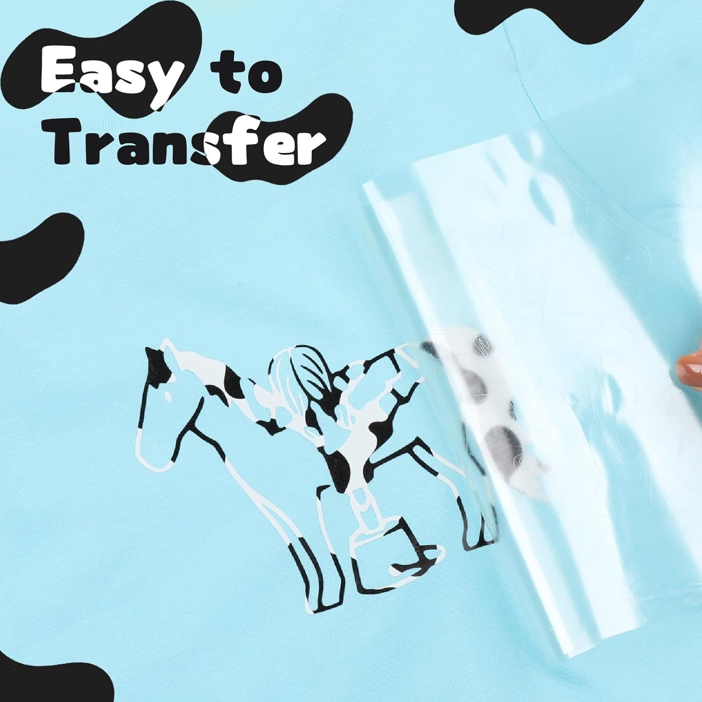 HTVRONT Cow Print HTV Vinyl - 12" x 8ft Cow Printed Animal Pattern Iron on Vinyl Cow Printed Heat Transfer Vinyl for Shirts - Easy to Cut & Weed for Heat Vinyl Design