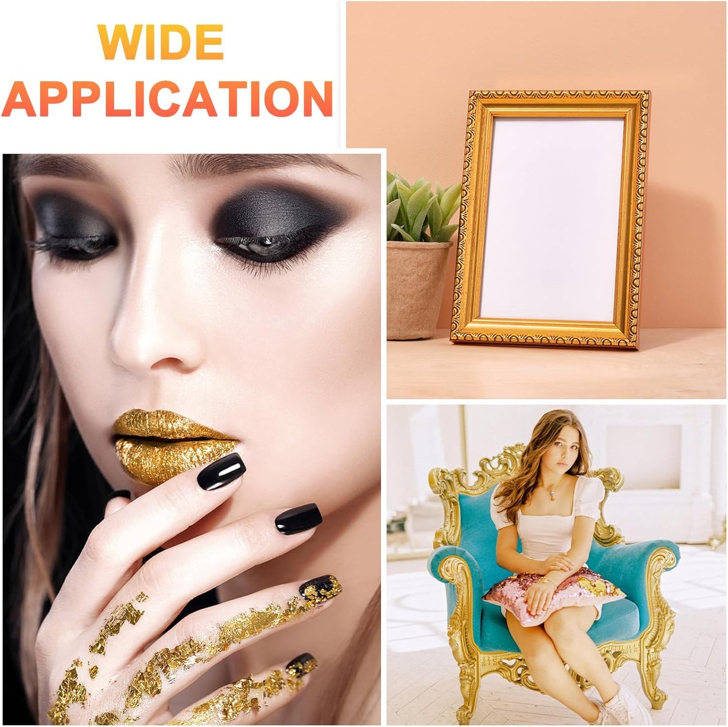 uxcell 100pcs Leaf Sheets, 3.5" x 3.5" Foil Sheets Paper Sheets for DIY Crafts Painting Nails Resin Furniture Decoration(Gold)