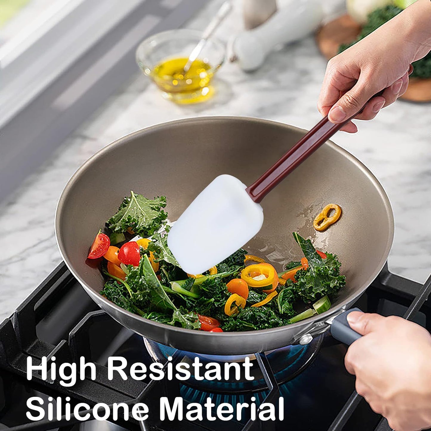 Silicone Spatulas Heat Resistant.Commercial Spatula for Cooking.Heavy Duty Rubber Spatulas.Silicone Spatula Set of 2 (10 inch)