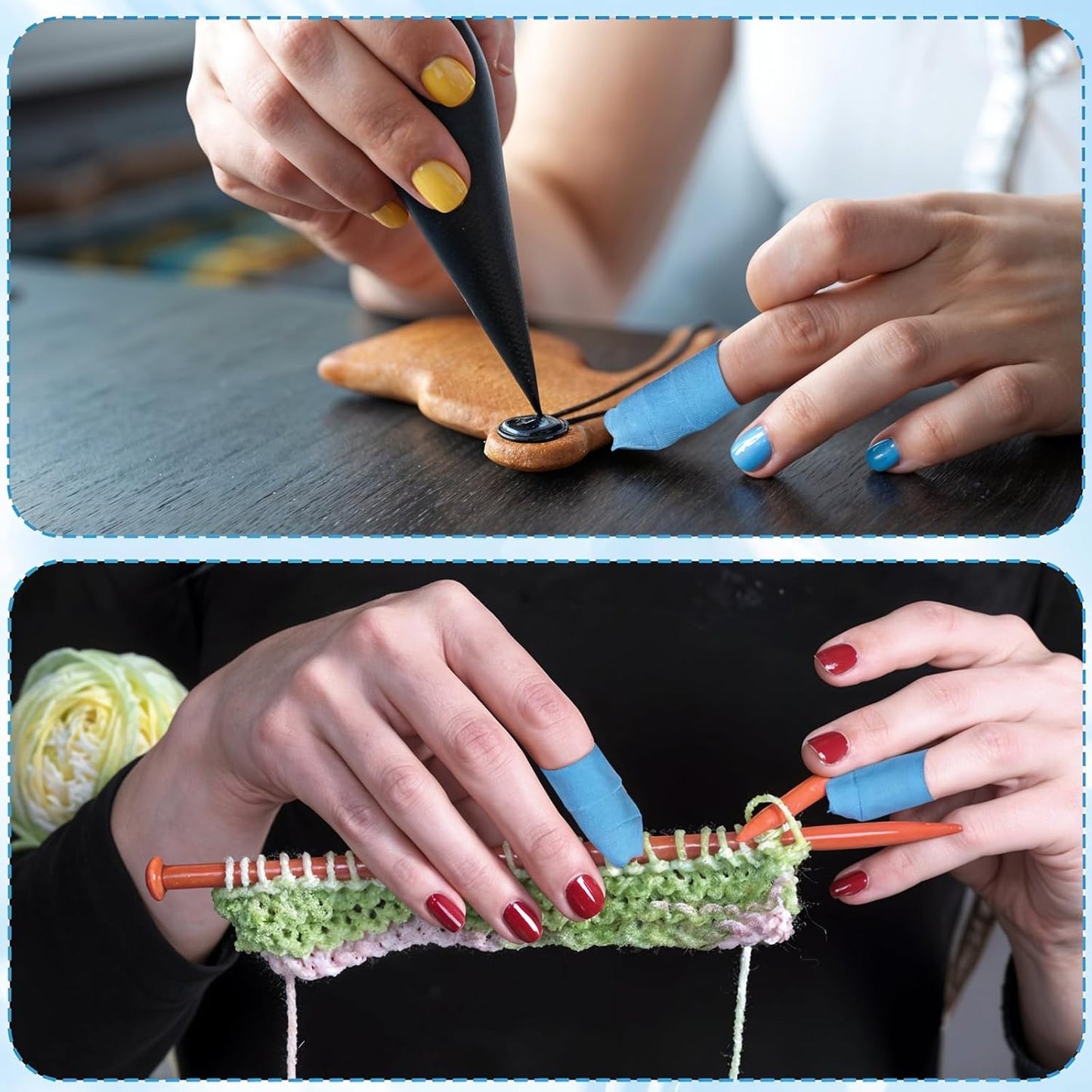 3 Rolls Thimble Tape for Hand Sewing, Self-Adhesive Cotton Finger Protector, Breathable Finger Tape Adjustable Knitting Bandage for Quilting, Embroidery DIY Crafts (Green, Purple, Blue)