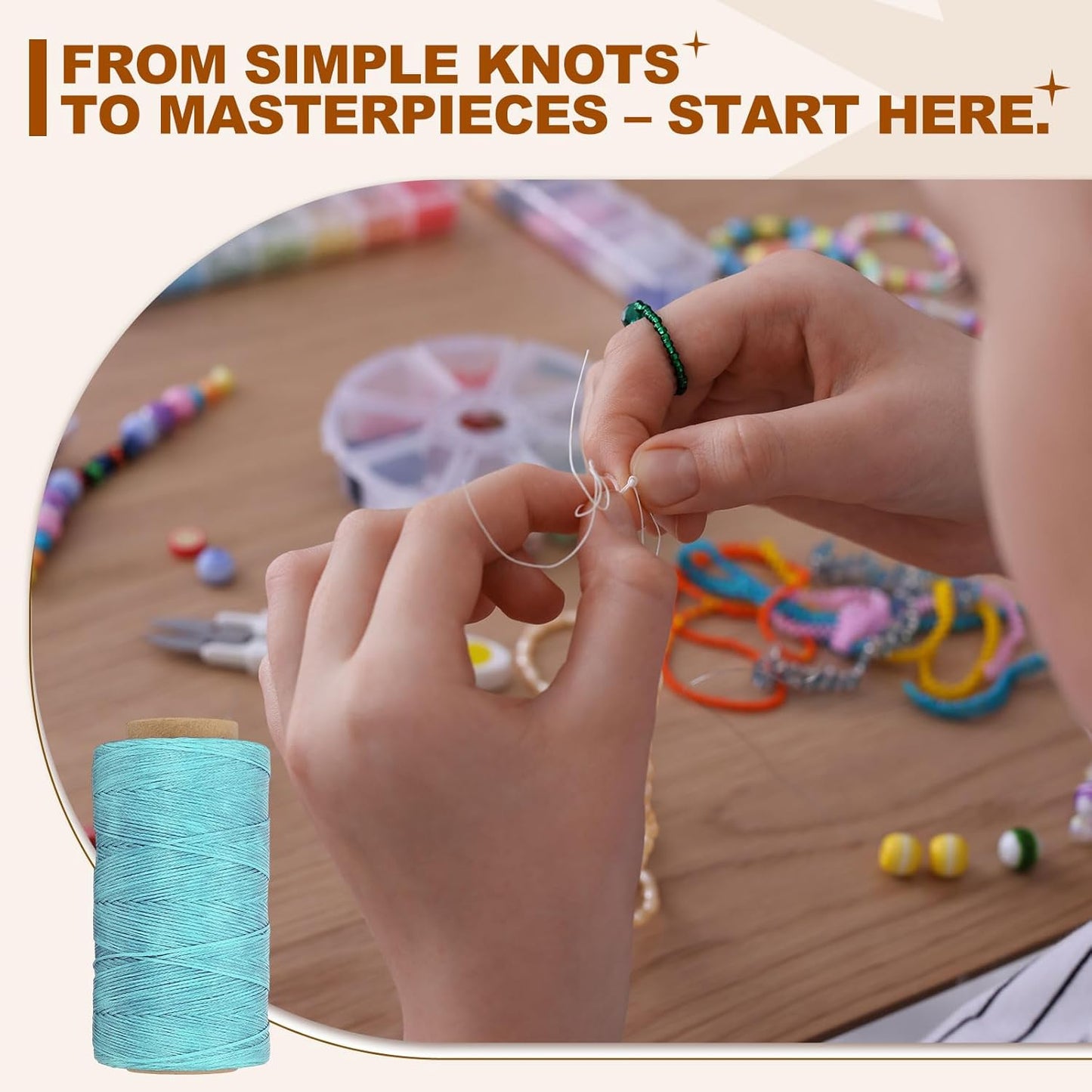 PATIKIL 284 Yard Flat Waxed Thread 150D 1mm Leather Sewing Cord for Repairing Shoes Bags Wallets Jewelry Making DIY Leather Craft, Light Blue