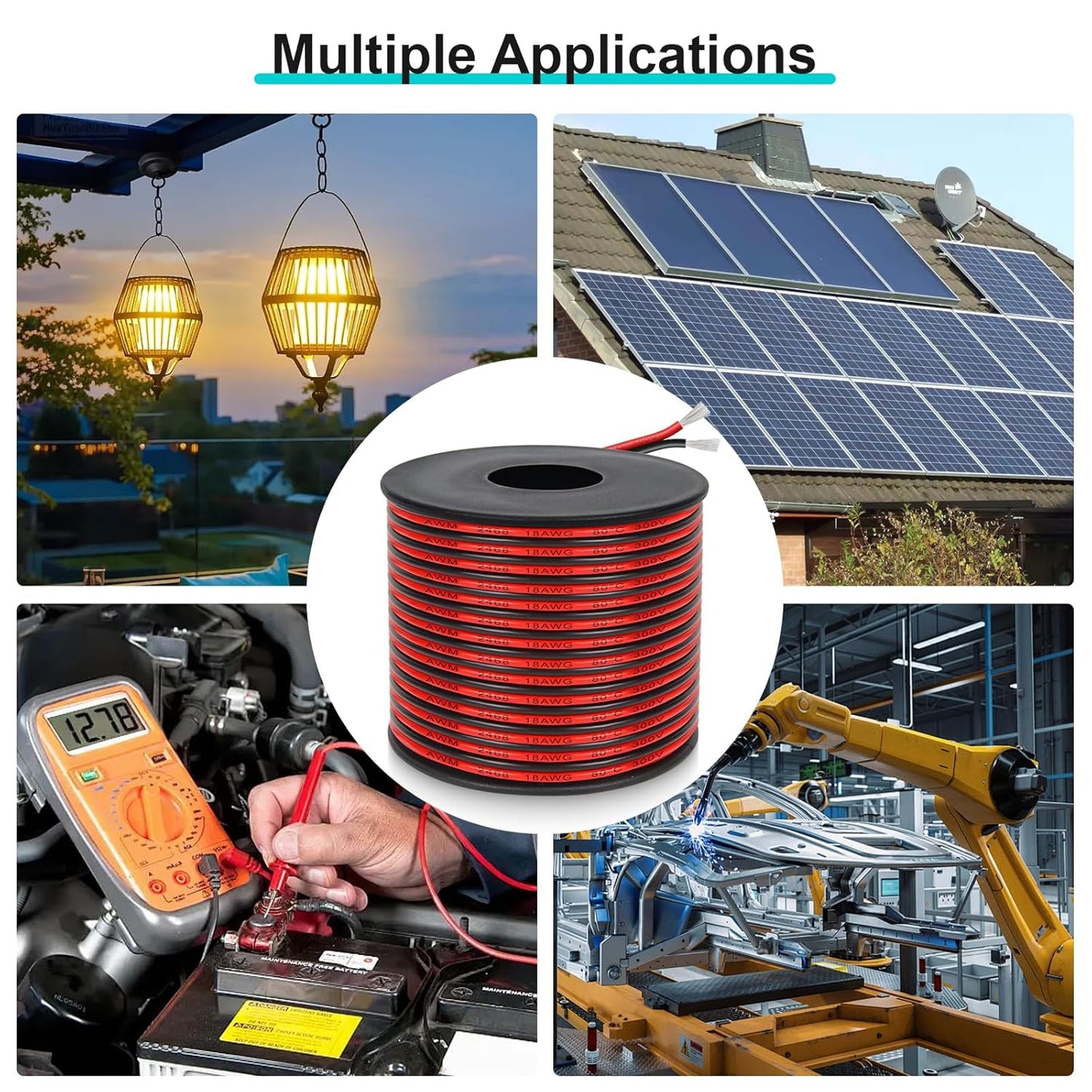 20 Gauge 2 Conductor PVC Tinned Copper Electrical Wires, 32.8FT/10M Red and Black Double Parallel Wire,0.5mm²,for DIY Projects, Home Electrical, Power Wiring,Car Speaker Wires, LED Wires.