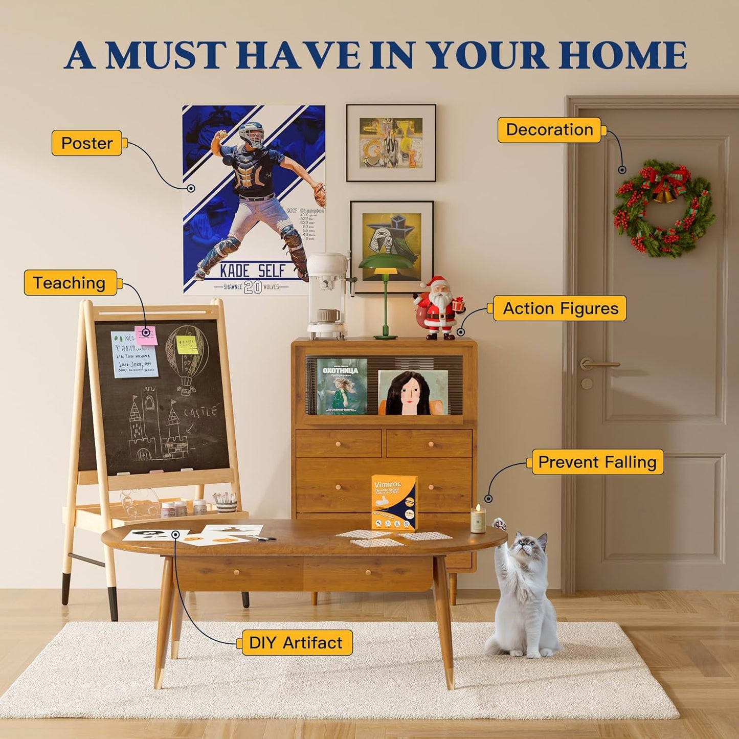 Adhesive Dots Double Sided– 100pcs Waterproof Small Sticky Tack Putty, Clear Removable Wall Sticky for Crafts, Posters, Balloons Festival Decoration Picture