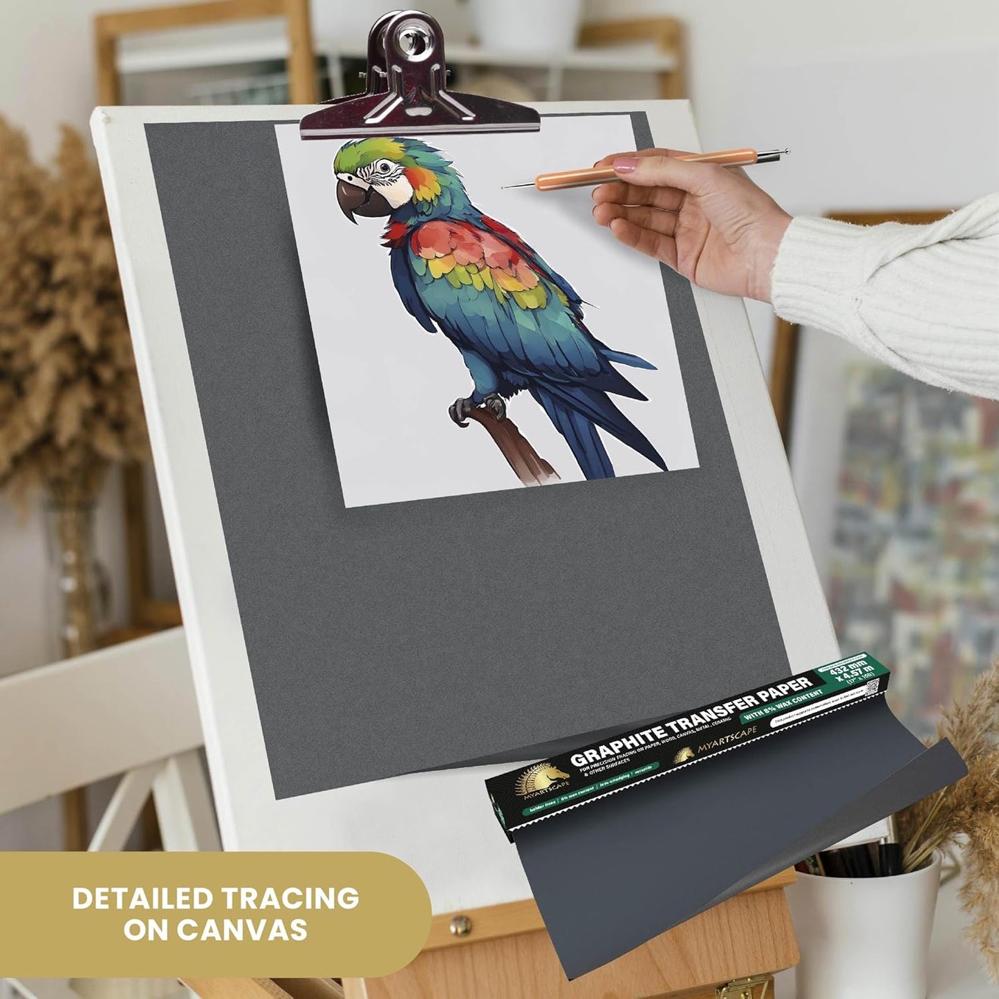 MyArtscape Graphite Transfer Paper Roll - Black Waxed Carbon Paper 17" x 30ft Transfer Paper Roll, Graphite Paper, Precise Carbon Paper Ideal as tracing Paper for Drawing