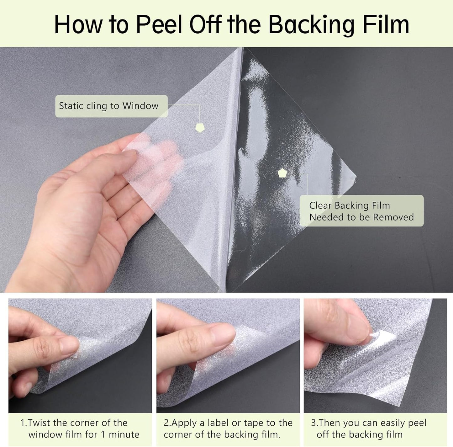 Frosted Glass Window Privacy Film - UV Sun Blocking Heat Control, Static Cling Removable & Reusable for Home, Bathroom, and Office (Frosted, 35.4 Inch x 6.5 Feet)