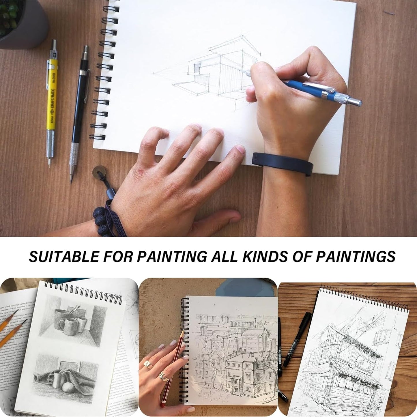 Deokke Sketchbook Top Spiral Bound Sketch Pad, 9 x 12 inch,100GSM Thick Paper,50 Sheets 100 Pages,Art Sketch Book Aesthetic Cute Drawing Writing Paper,for Girls Women-Black Leopard Cheetah Pattern