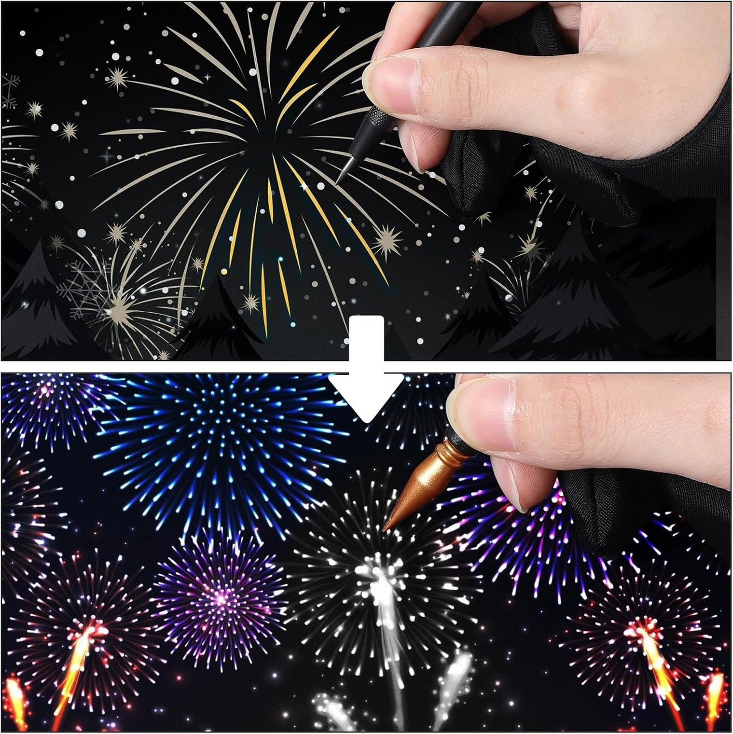 9Pcs Scratch Art Tools Set Including Artist Glove, Tool Bag, Scratch Coloring Pens, Plastic And Wooden Stylus, Scraper, Repair Pen, Clean Brush Scratchs Painting Drawing Tools for Adult Painting Paper