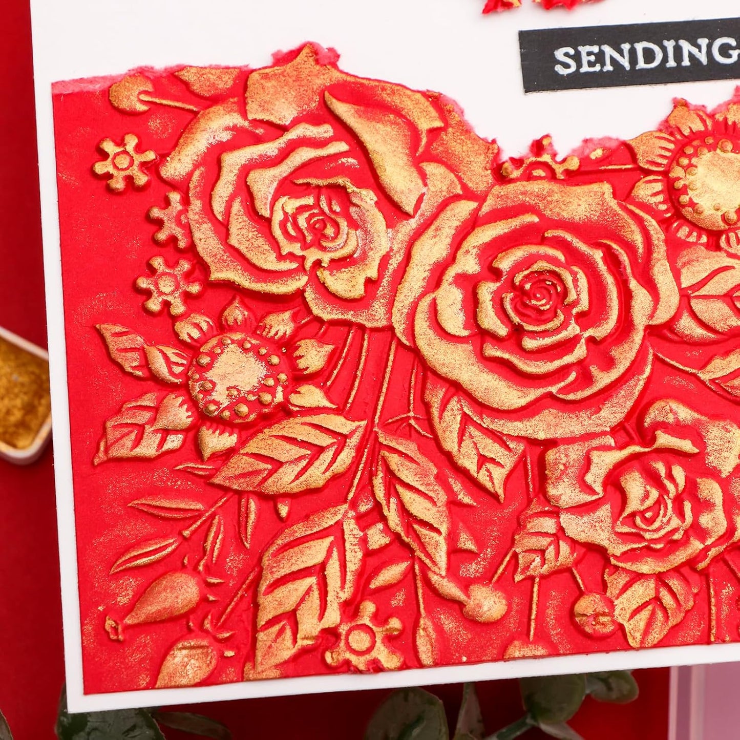 BAOFALI 3D Embossing Folder for Card Making,Rose Garden Clear Plastic Texture Fades Embossing Folder Template for Scrapbooking and Other Paper Craft Album Stamps DIY Decoration 6.3" L x 4.5" W