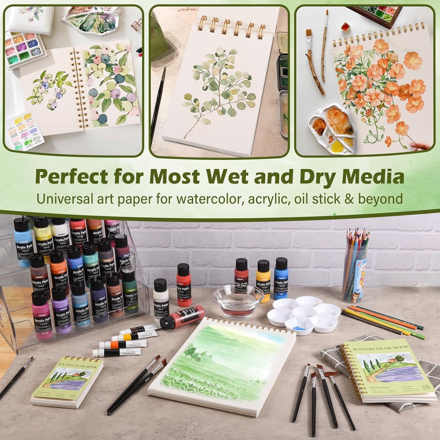 Watercolor Paper Pad 3.5x5.5 Inch | 30 Sheets 140lb/300g,Spiral-Bound, Tear-Resistant & No-Bleed | Artist-Grade for Water Color Paper/Ink | Compact Travel Sketchbook (Adults, Students, Outdoor)