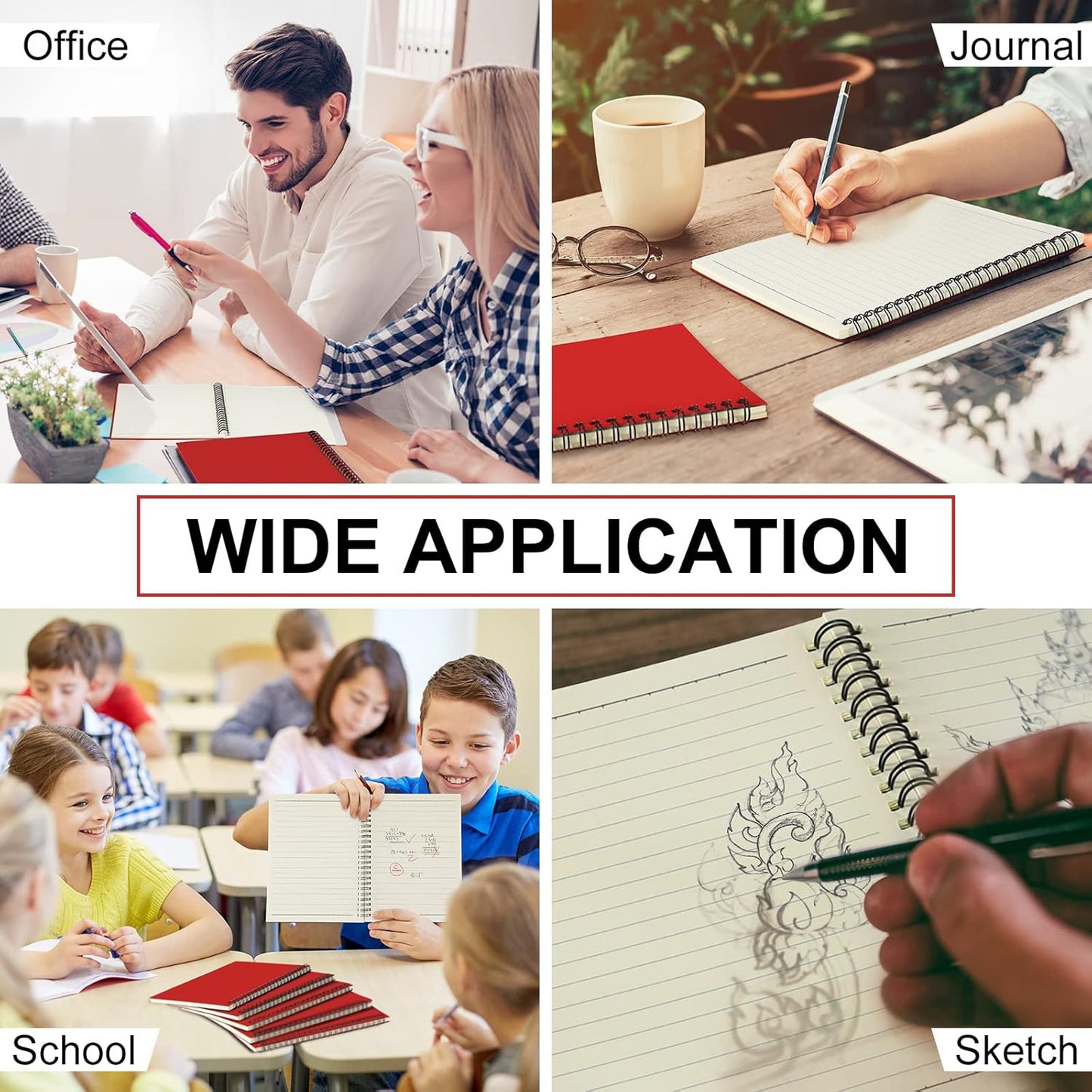 Yahenda 18 Pcs Spiral Notebook Bulk A5 Journal Lined 8.3'' x 5.5'' Writing Composition Paper Small Notepad Subject Notebook for Students Office Business Back to School Supplies (Red)