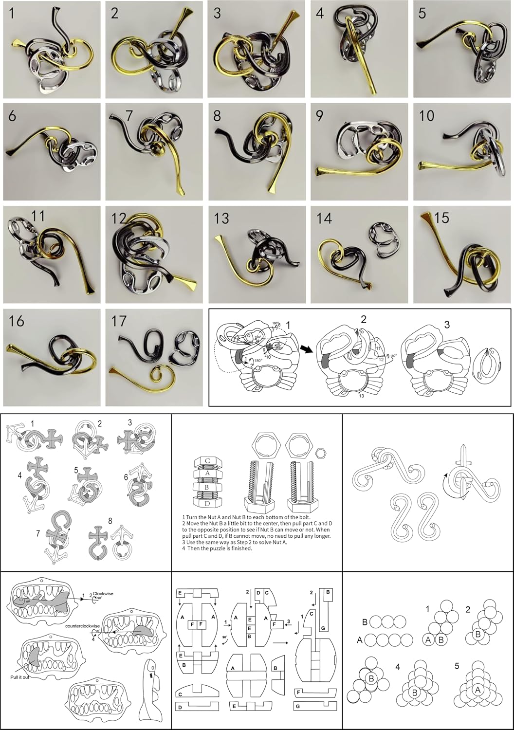8 Pieces IQ Logic Training Brain Teaser Puzzles for Adults and Kids Family Games Party Favor Coffee Time Challenging Assembly and Disassembly Desk Toys