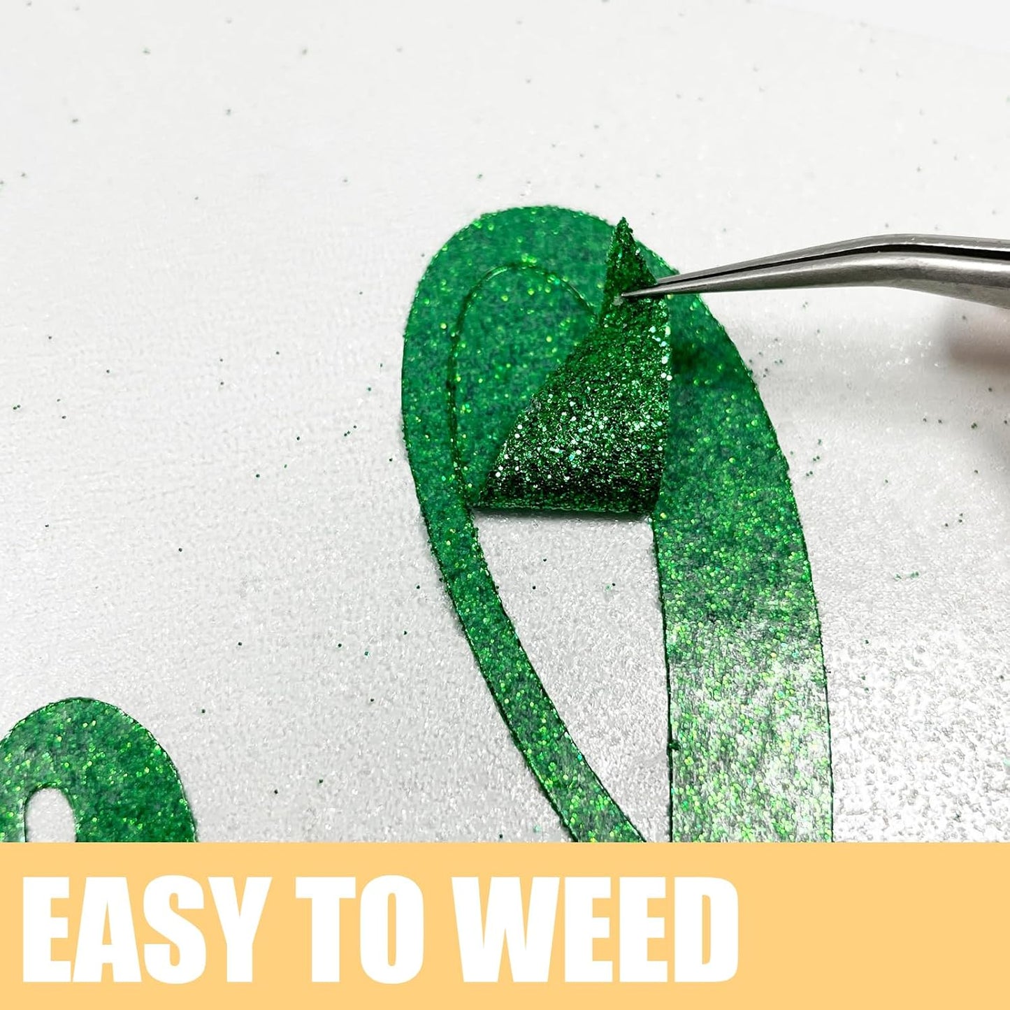 Glitter HTV Heat Transfer Vinyl Rolls- 10" x 8ft. Glitter HTV for Shirts. Iron on Vinyl and Heat Transfer Vinyl for All Cutters Machines. Easy to Cut & Weed Heat Vinyl Designs (Grass Green)