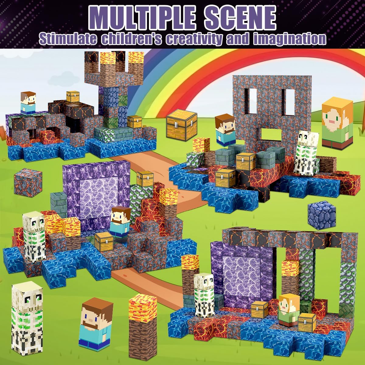 213 PCS Magnetic Blocks Building Toys Set Sword Kids Blocks for Toddler Boys Girls 3+, STEM Sensory Magnetic Cubes Christmas Birthday Present Construction Building Toys