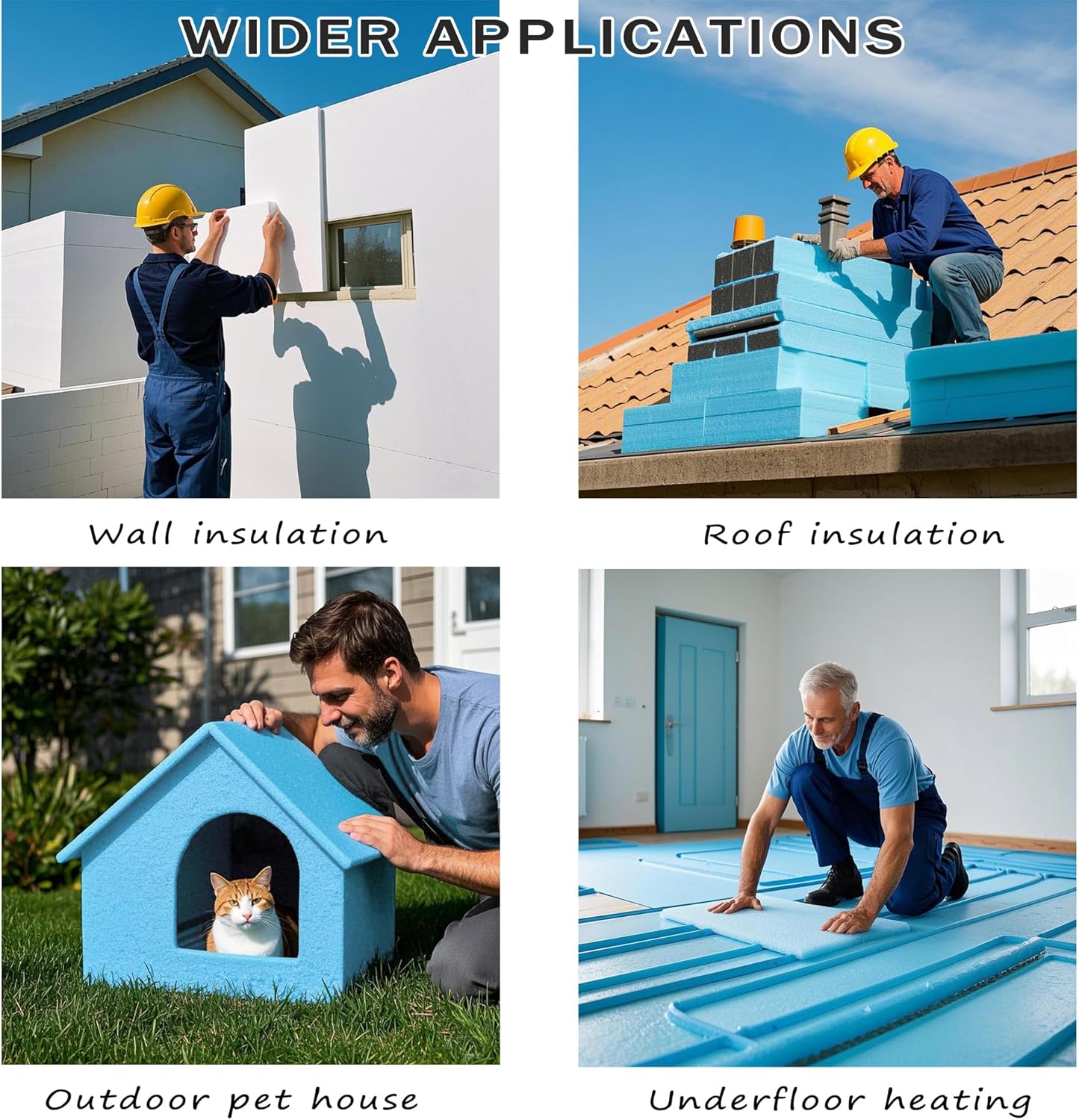 LuckyFoam White 4 Pack 15x12x1 inch Foam Sheets 1 Inch Thick Polystyrene Rectangles XPS Foam Board Craft for Insulating DIY Modeling Art Supplies