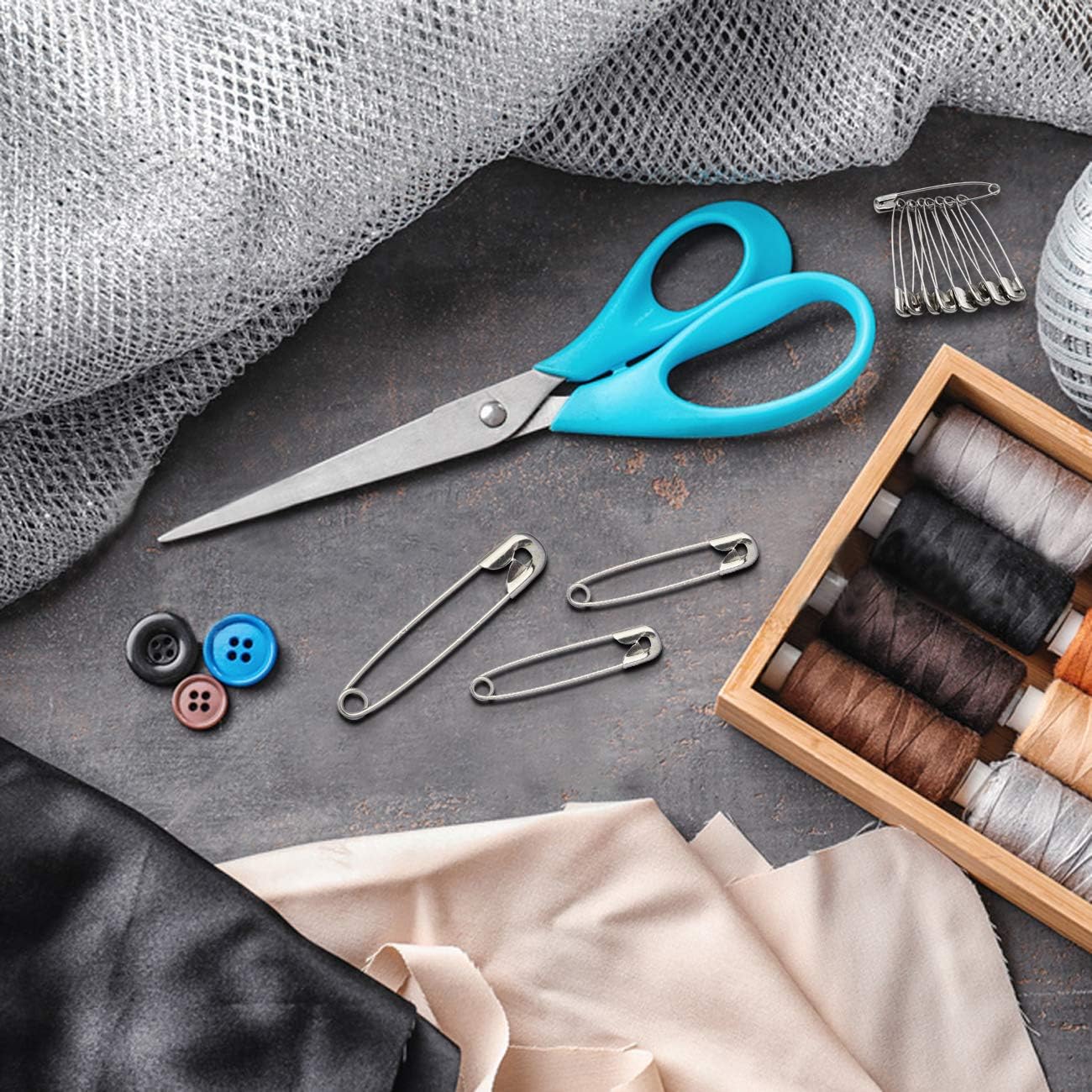 vrupin 100PCS-2.2In Safety Pins,Stainless Steel Safety Pins,Safety Pins Bulk Metal Silver Sewing Pins Clothing Clips Tool 55mm Decorative Safety pins