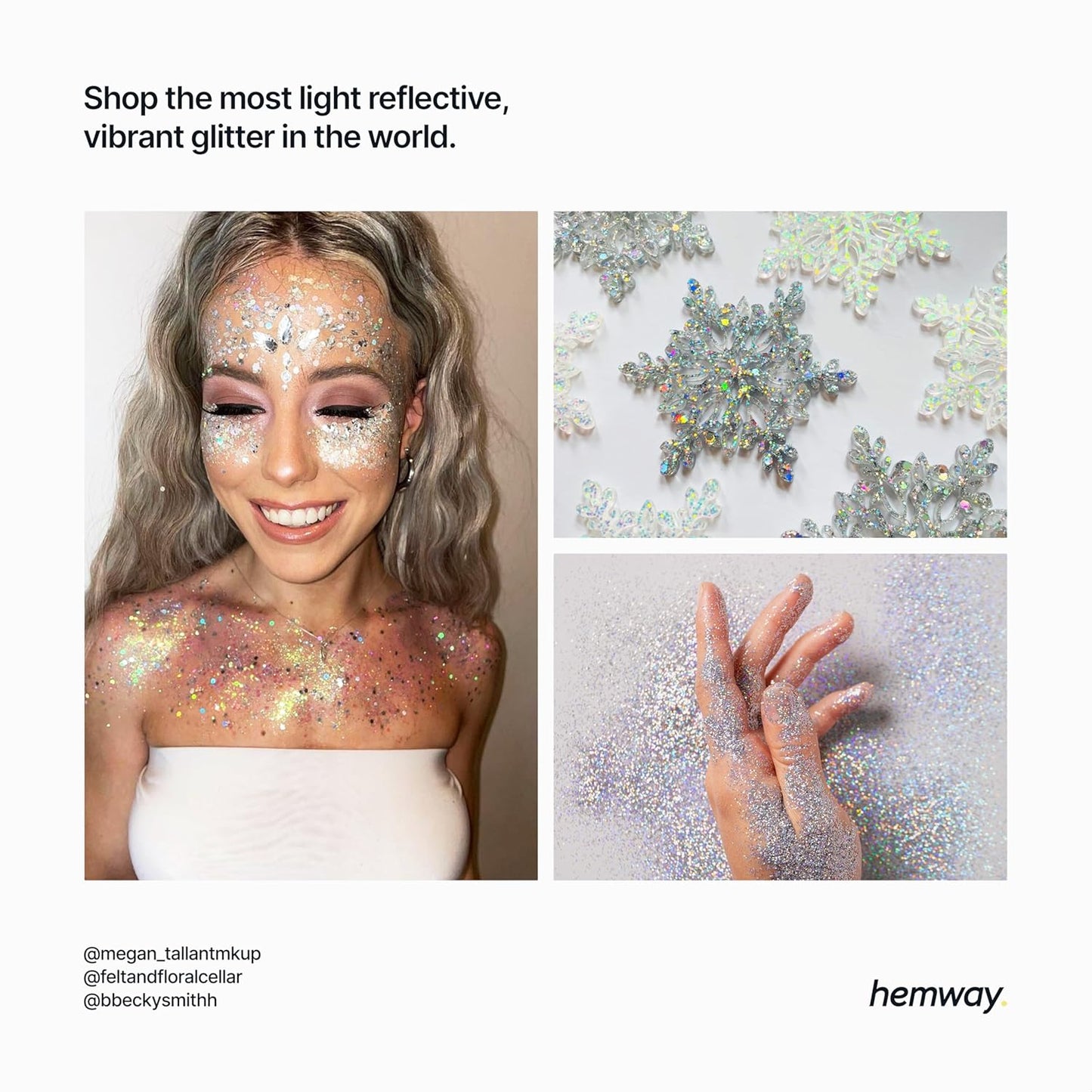 Hemway Glitter for Resin 100g Silver Metallic Crystals for Epoxy Craft Super Chunky Flakes Tumblers Wax Melt