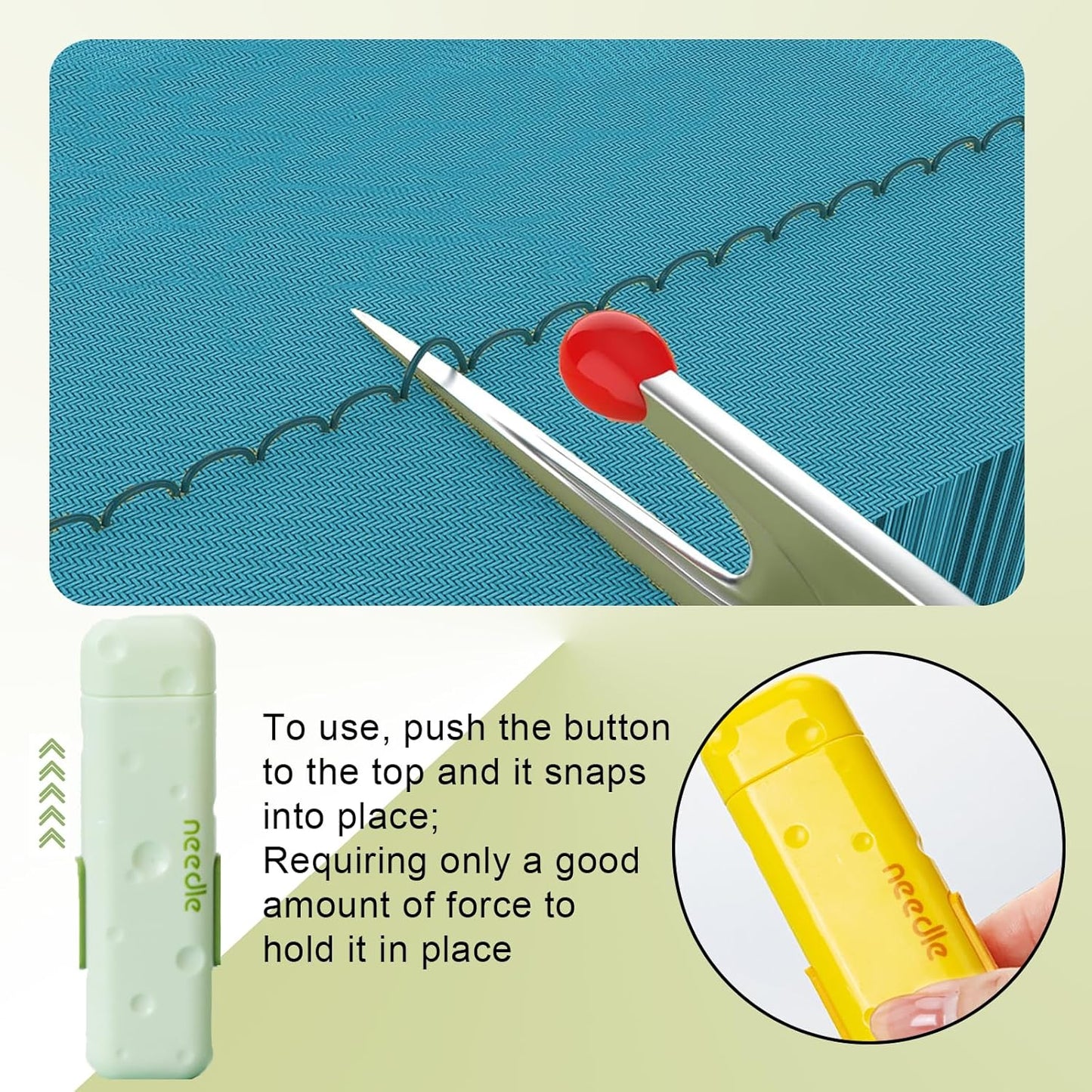 sanzkjic Upgraded 3-in-1 Automatic Threader Seam Ripper with Needle Storage, Multi-Function Quilting Sewing Accessories, Hand Sewing Threader for Embroidery & Quick Repairs (2PCS -Green,Yellow)