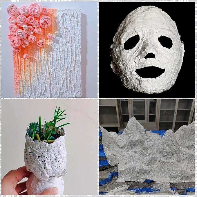 ZIIYAN Plaster Cloth Rolls for Hobby Crafts, 6” x 180” Plaster Gauze Bandages for Paper Mache Paste Sculptures, Belly Casting, Mask Making, Body Molds and Arts Projects