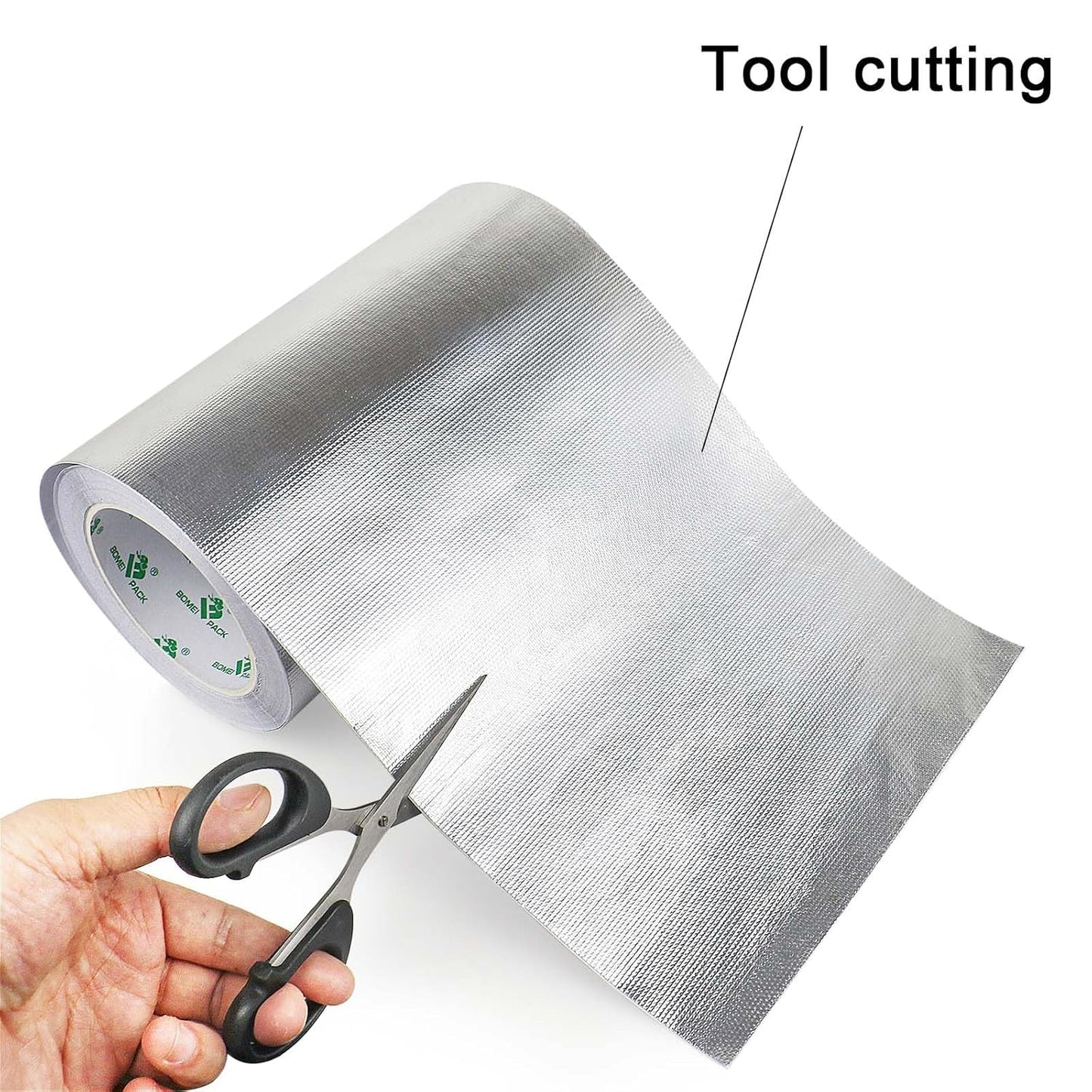 BOMEI PACK Adhesive Aluminum Foil Heat Shield Tape Barrier, Fiberglass Thermal Insulation Reflective Material High Temp Protection (8in*66ft)