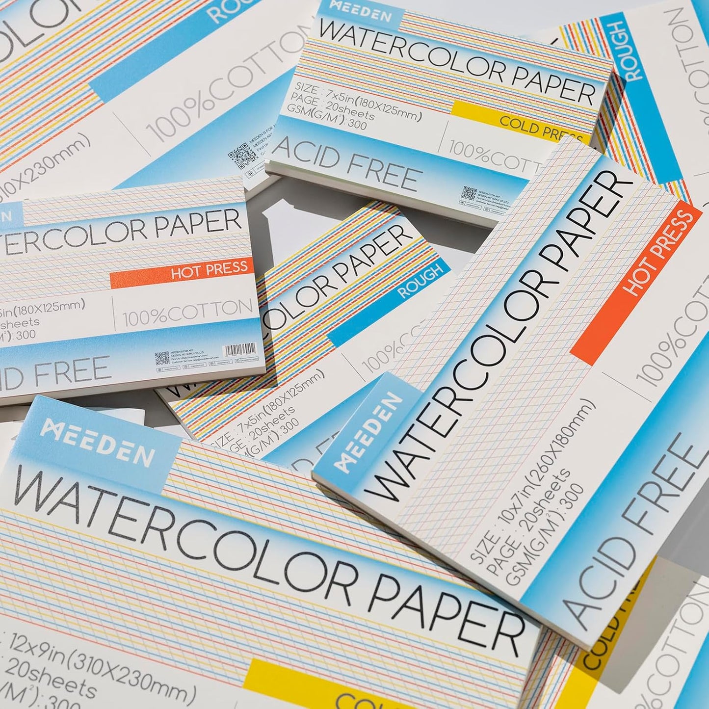 MEEDEN Watercolor Paper Block - 100% Cotton Watercolor Paper Pad of 20 Sheets, 140lb/300gsm, Acid-Free Art Paper for Watercolor Gouache Ink and More, 15" x 10" Hot Press